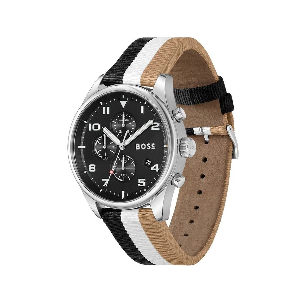 Hugo Boss Black And White Leather Watch -   -  Hugo Boss.