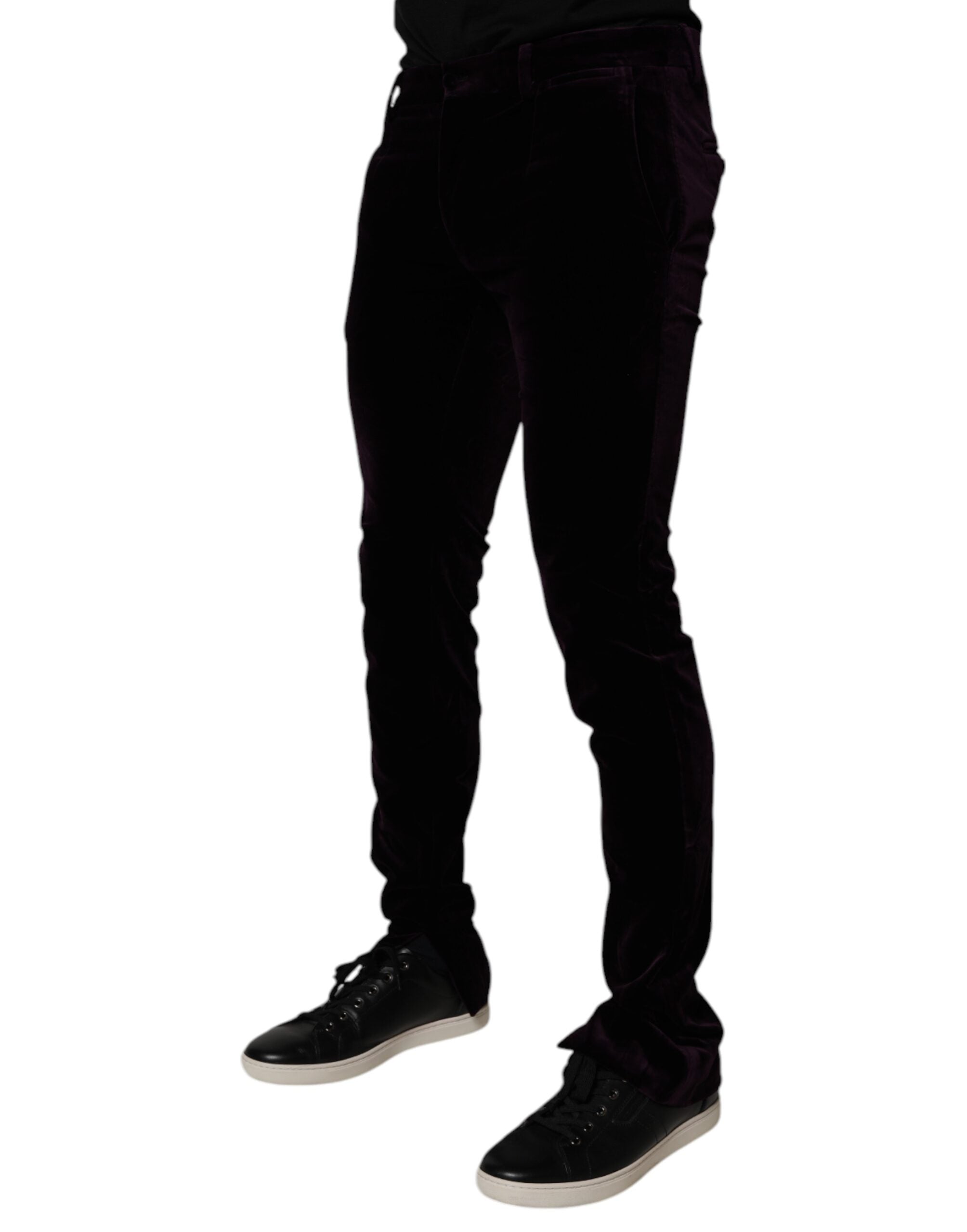 Dolce & Gabbana Violet Velvet Cotton Men Dress Formal Pants -   -  Dolce & Gabbana.