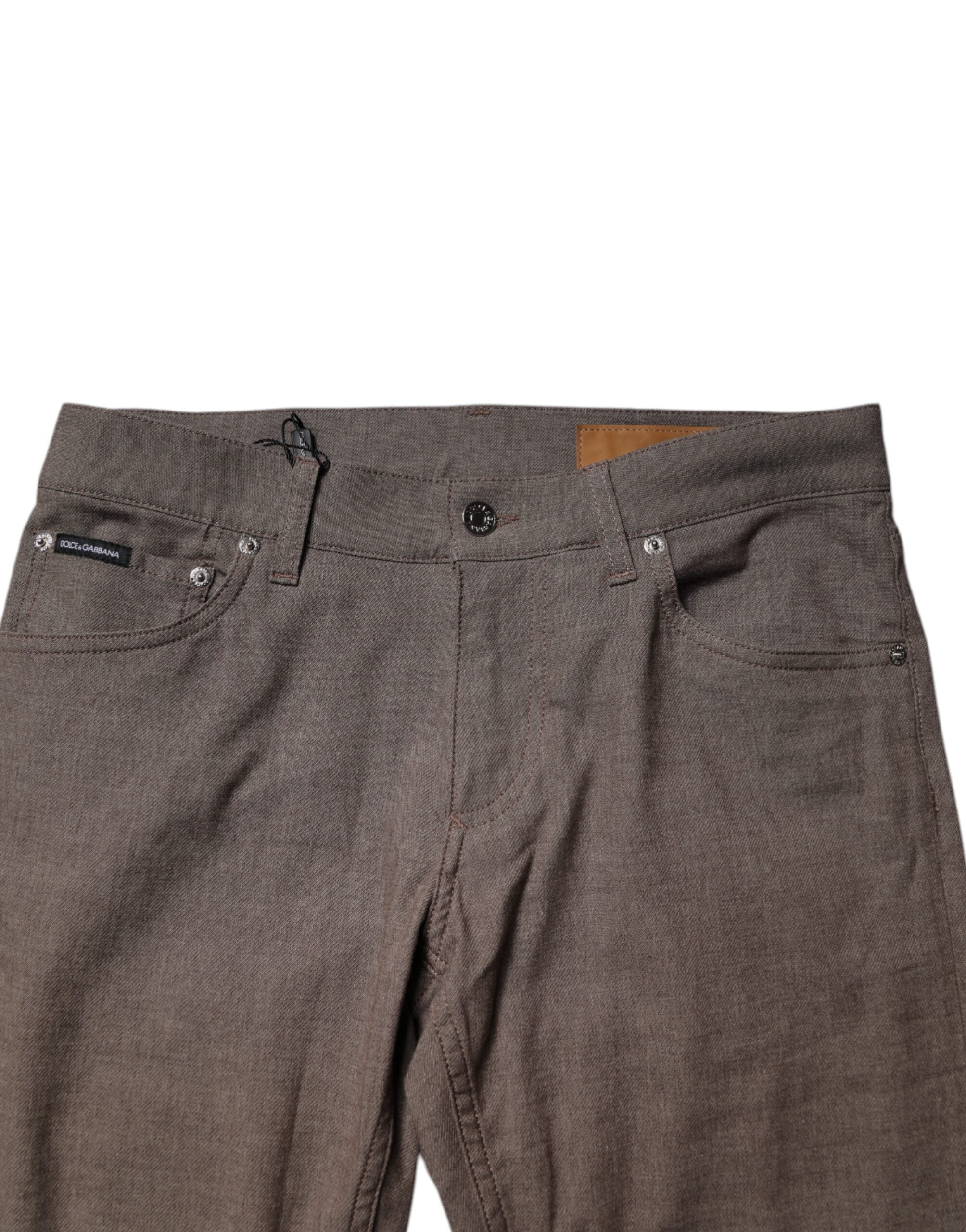 Dolce & Gabbana Brown Cotton Stretch Chino Pants -   -  Dolce & Gabbana.
