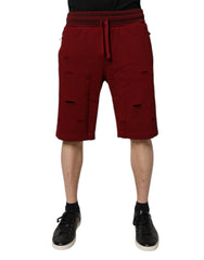 Dolce & Gabbana Maroon Rip Style Bermuda Sweatshorts Shorts -   -  Dolce & Gabbana.
