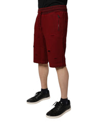 Dolce & Gabbana Maroon Rip Style Bermuda Sweatshorts Shorts -   -  Dolce & Gabbana.