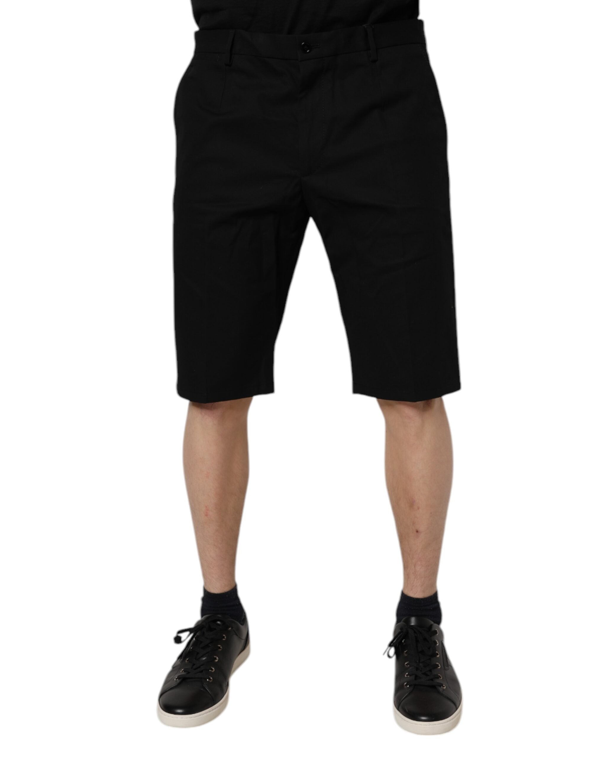Dolce & Gabbana Black Cotton Stretch Mid Waist Bermuda Shorts -   -  Dolce & Gabbana.