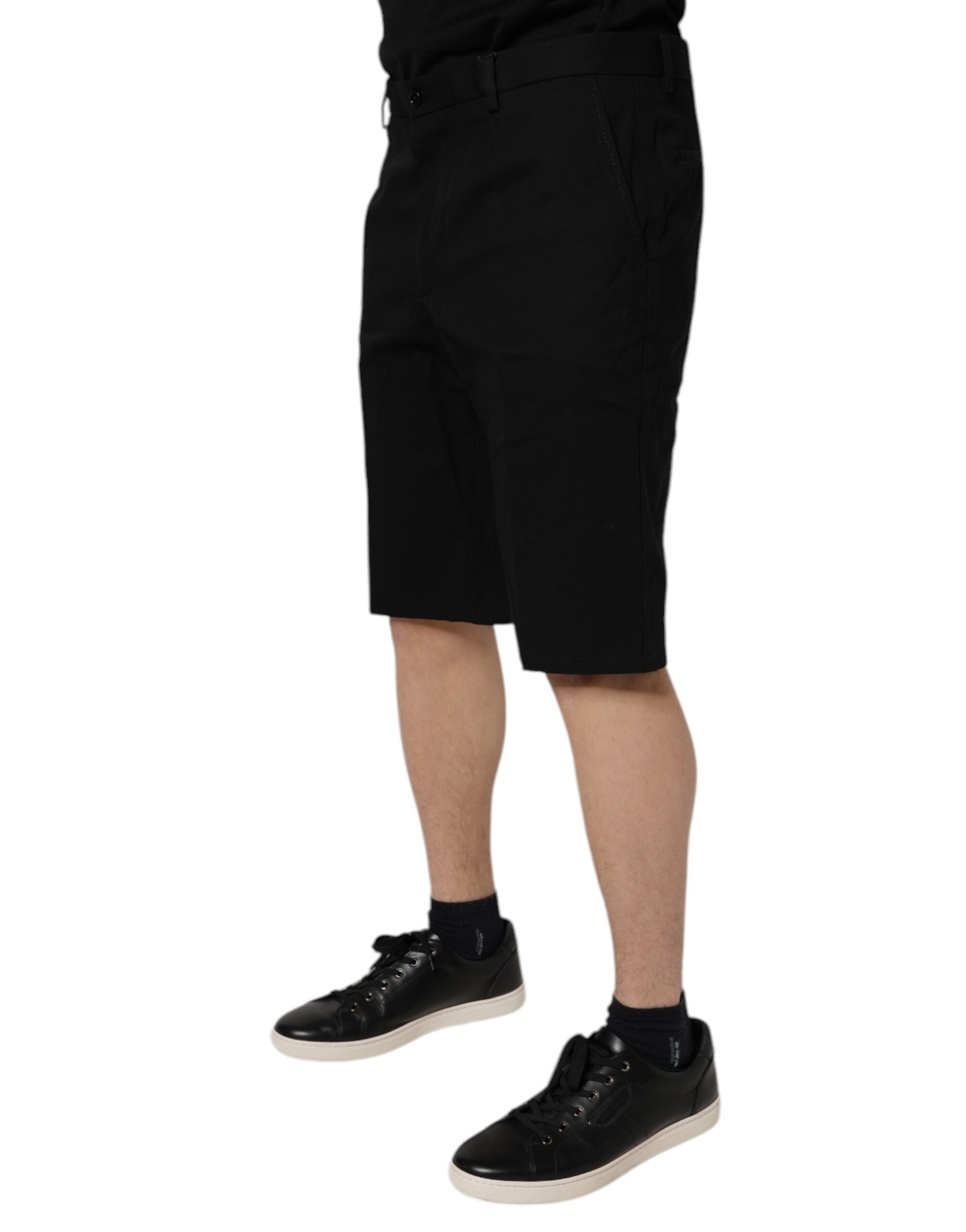 Dolce & Gabbana Black Cotton Stretch Mid Waist Bermuda Shorts -   -  Dolce & Gabbana.