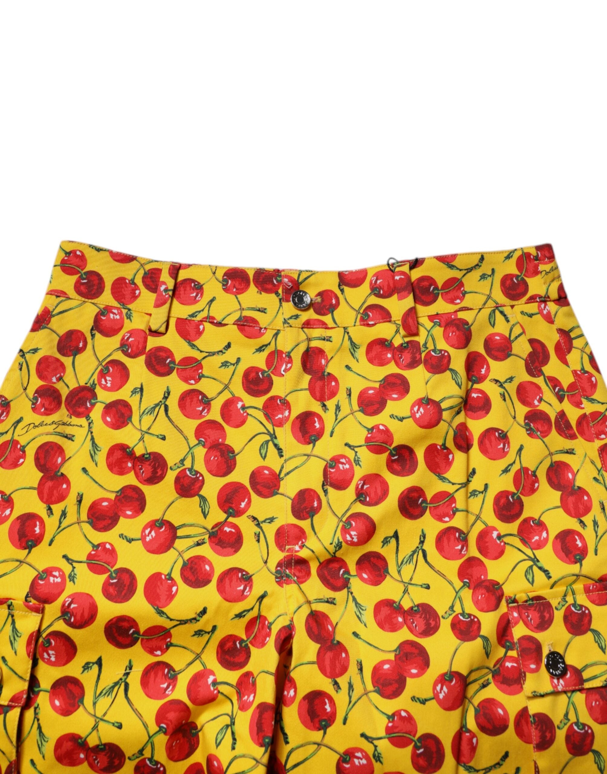 Dolce & Gabbana Yellow Cherry Print Cotton Men Bermuda Shorts -   -  Dolce & Gabbana.