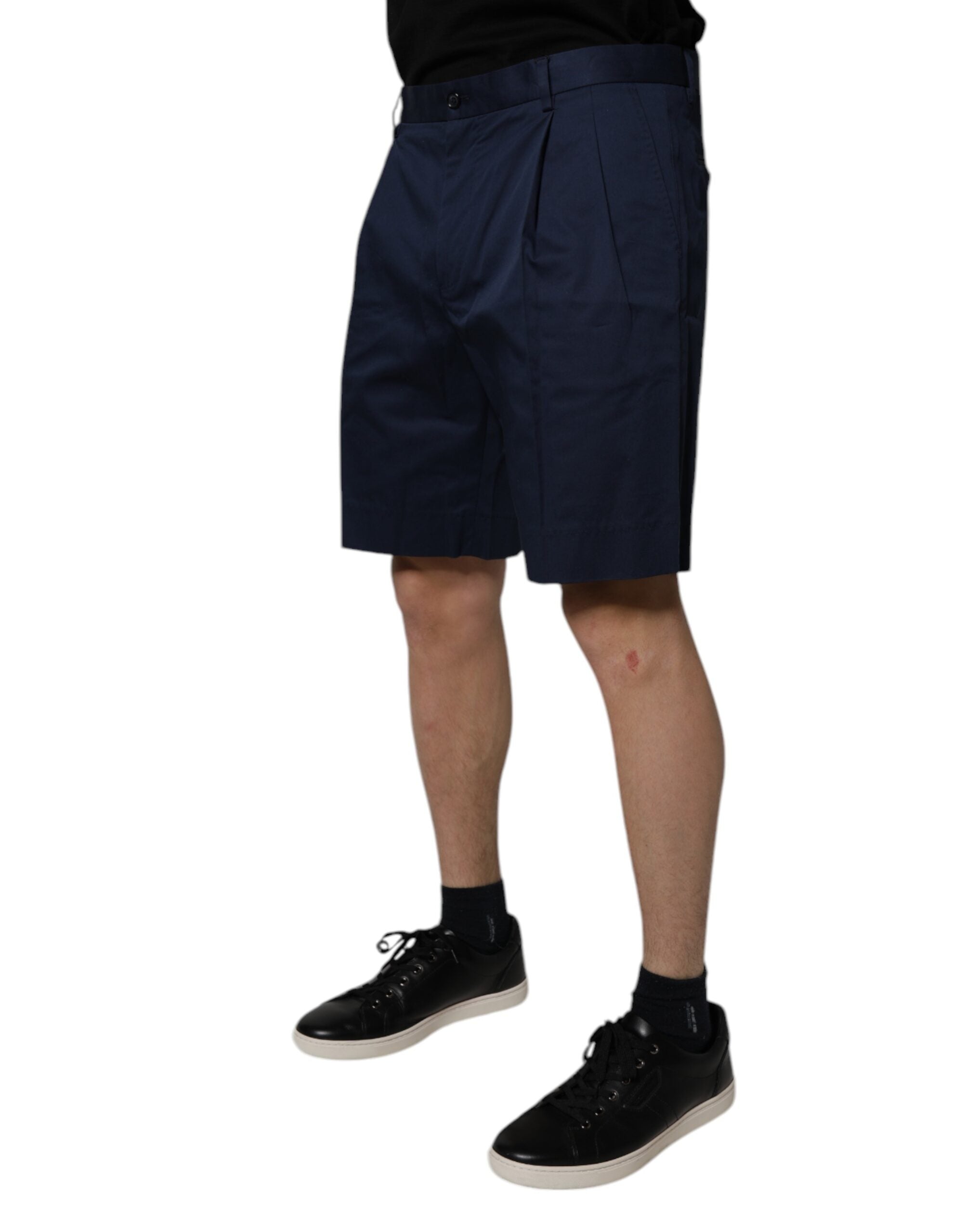 Dolce & Gabbana Dark Blue Cotton Mid Waist Men Bermuda Shorts -   -  Dolce & Gabbana.