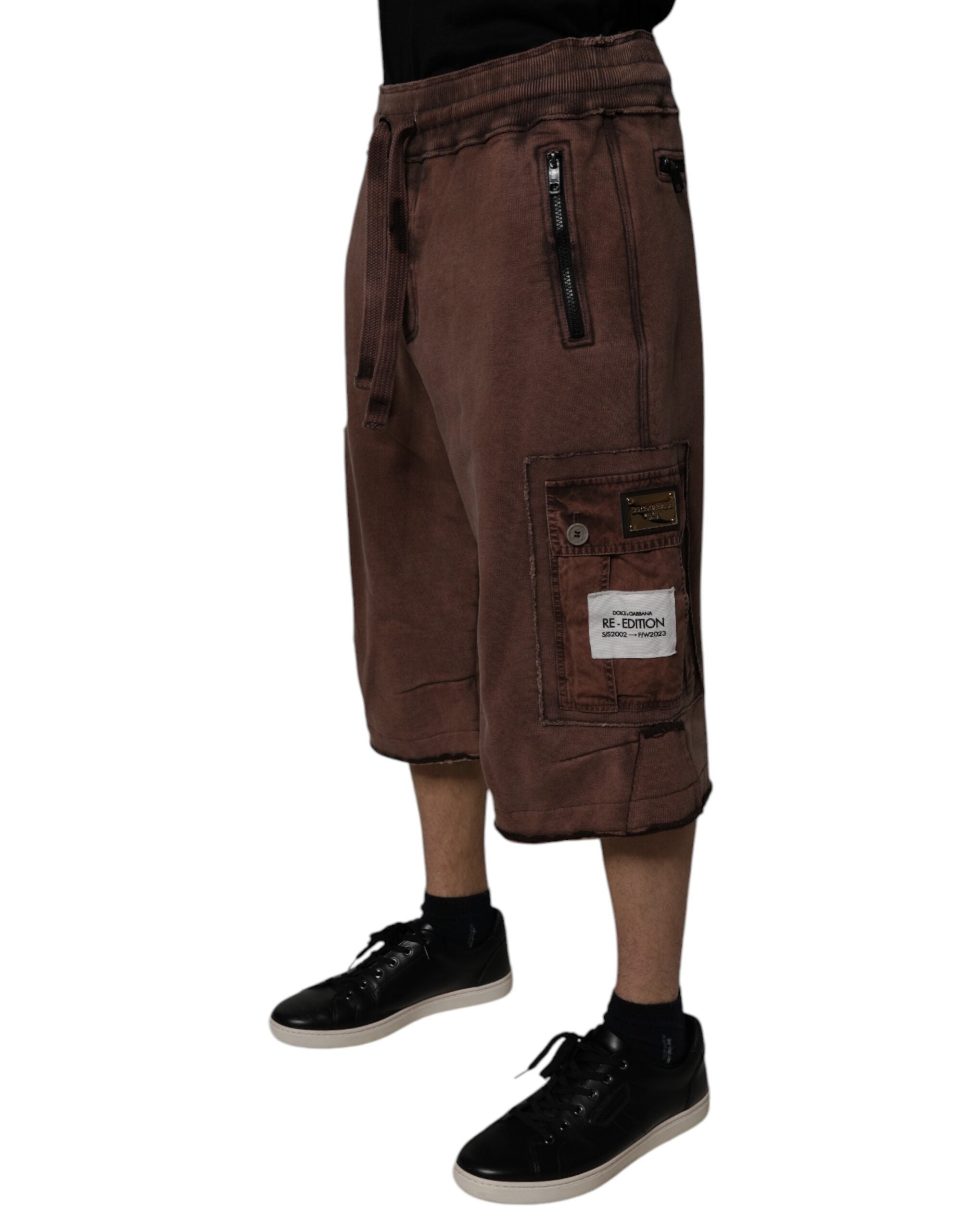 Dolce & Gabbana Brown Cotton Cargo Bermuda Sweatshorts Shorts -   -  Dolce & Gabbana.