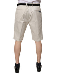 Dolce & Gabbana Beige Cotton Stretch Mid Waist Bermuda Shorts -   -  Dolce & Gabbana.