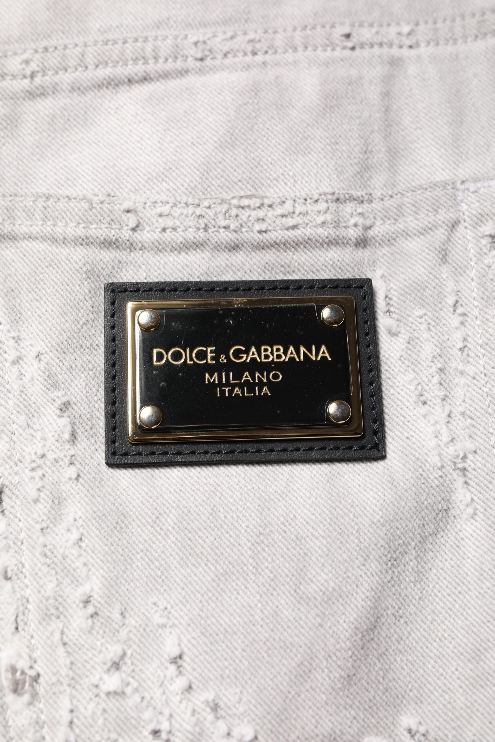 Dolce & Gabbana Light Gray Tattered Men Denim Bermuda Shorts -   -  Dolce & Gabbana.