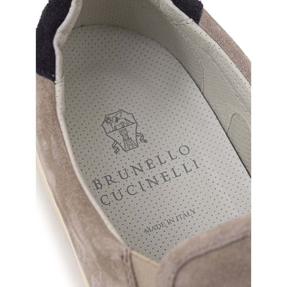 Brunello Cucinelli Gray Leather Sneaker -   -  Brunello Cucinelli.