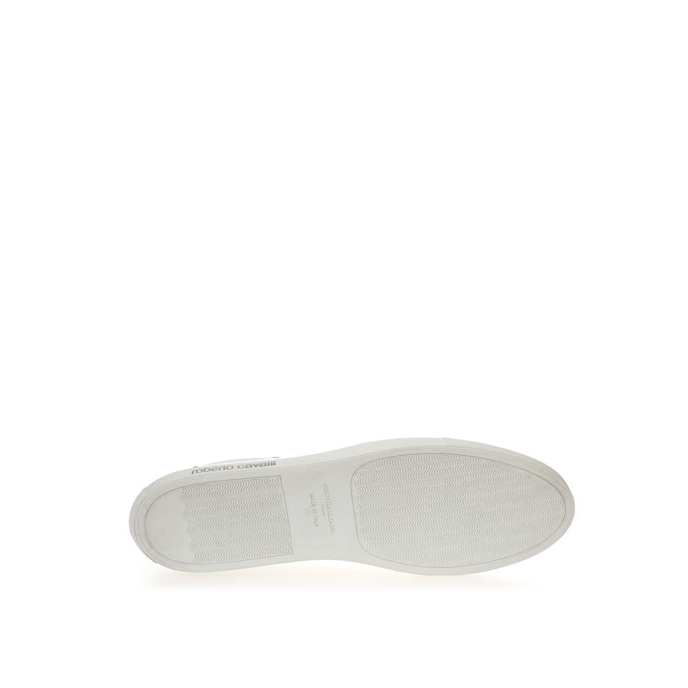 Roberto Cavalli White Leather Sneakers Luxe Footwear -   -  Roberto Cavalli.