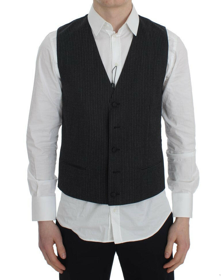 Dolce & Gabbana Gray Striped Formal Vest -  Vests for Men Suits -  Dolce & Gabbana.