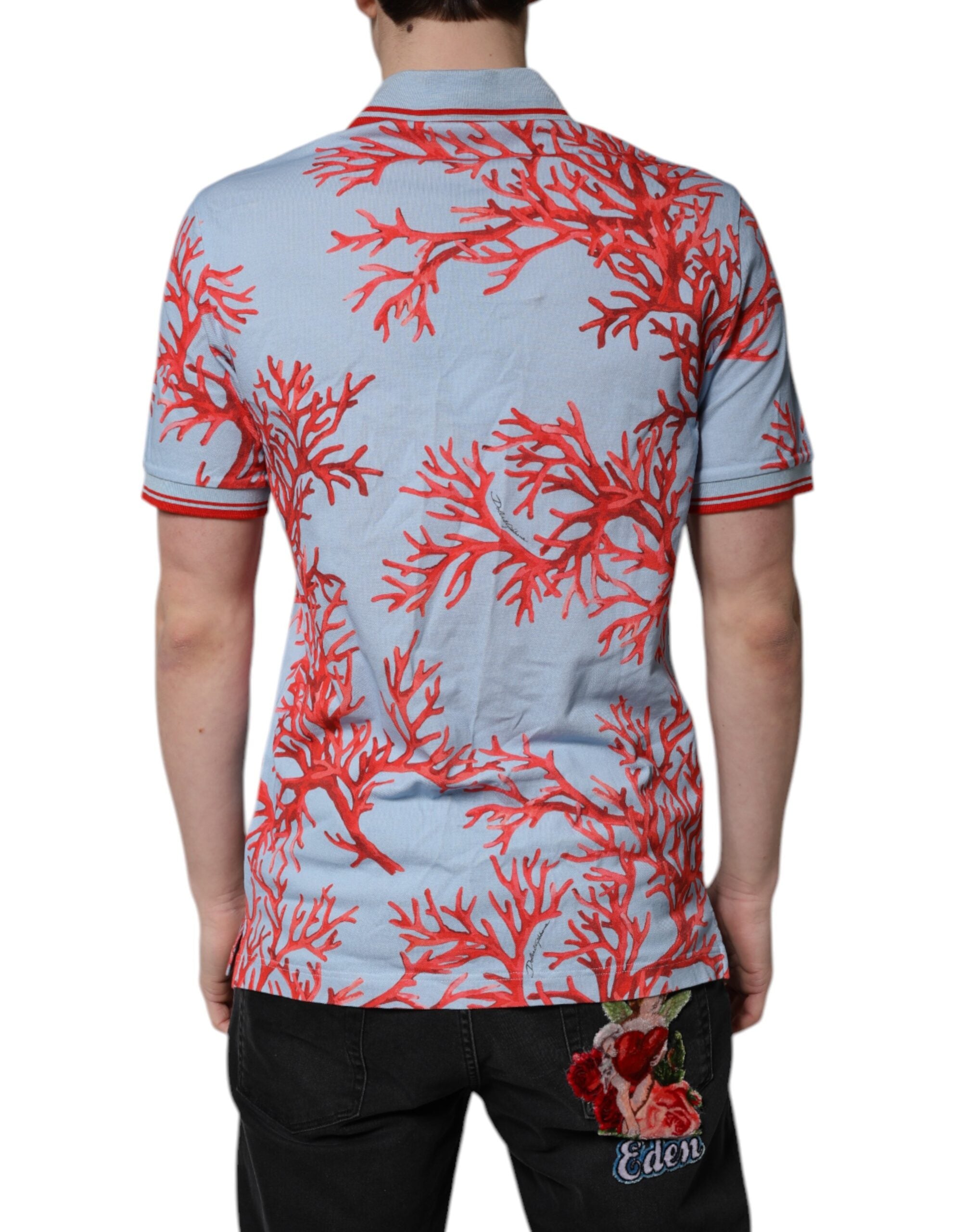 Dolce & Gabbana Light Blue Coral Cotton Polo Shirt T-shirt -   -  Dolce & Gabbana.