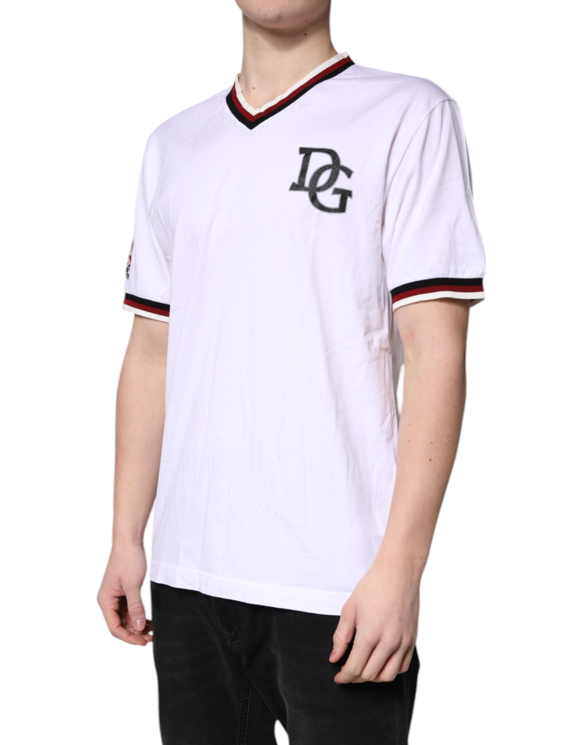 Dolce & Gabbana White #DGMillennials King Crown V-neck T-shirt -   -  Dolce & Gabbana.