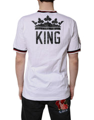 Dolce & Gabbana White #DGMillennials King Crown V-neck T-shirt -   -  Dolce & Gabbana.