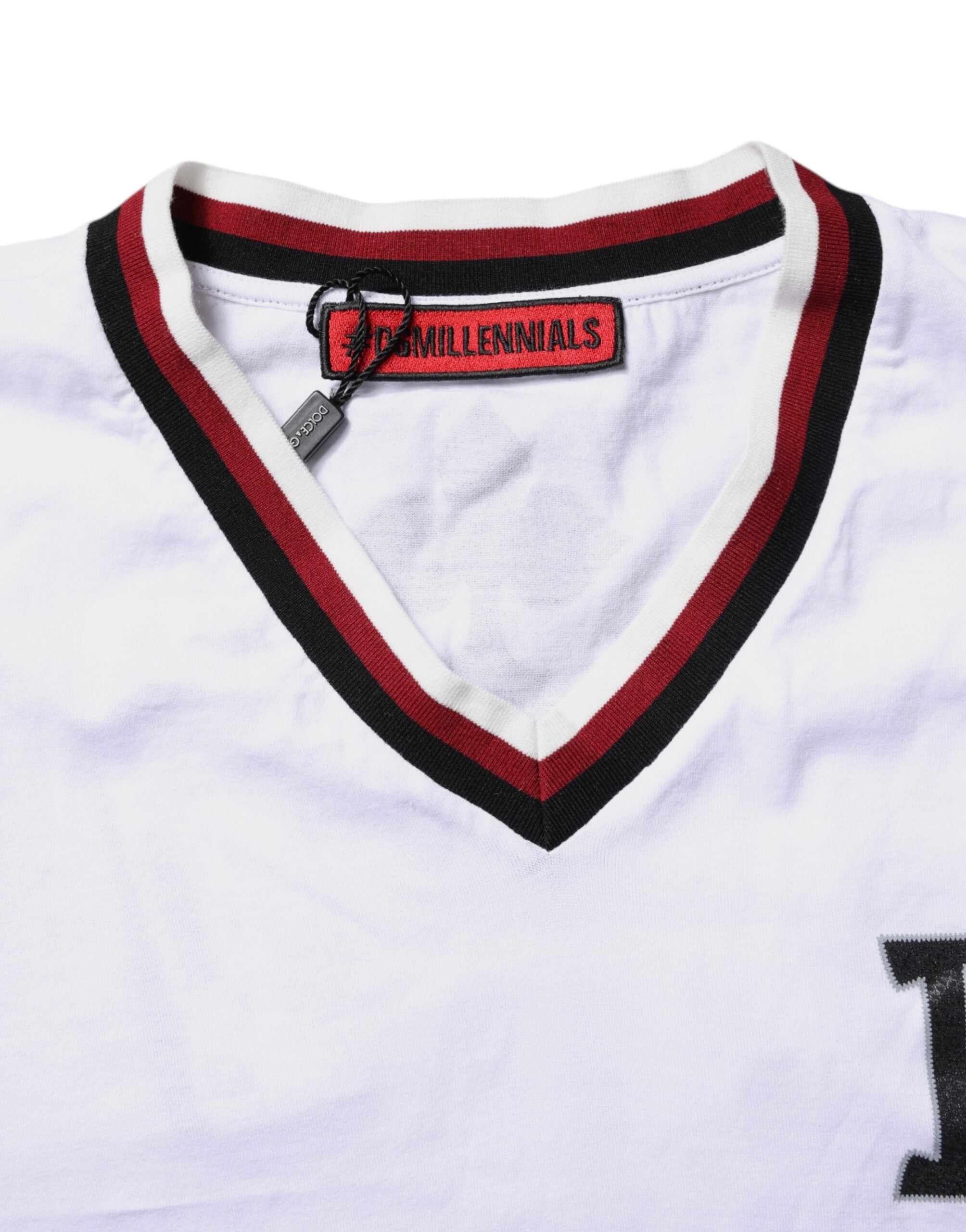 Dolce & Gabbana White #DGMillennials King Crown V-neck T-shirt -   -  Dolce & Gabbana.