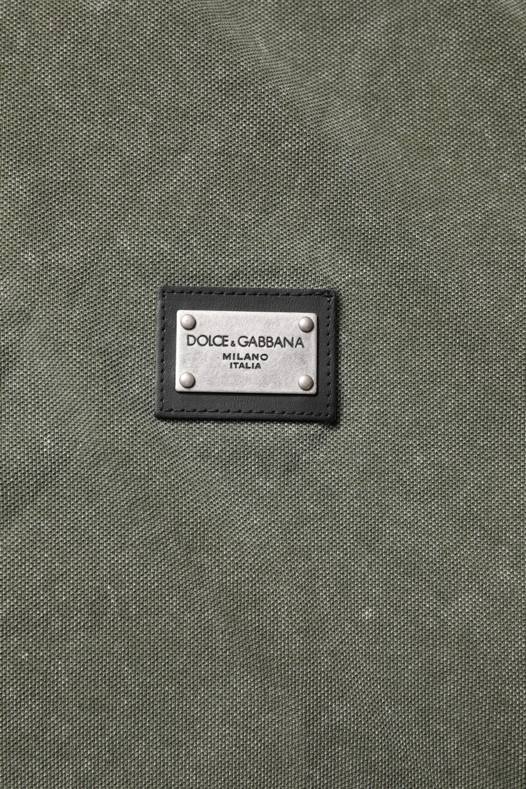 Dolce & Gabbana Army Green Logo Plaque Cotton Polo Shirt T-shirt -   -  Dolce & Gabbana.