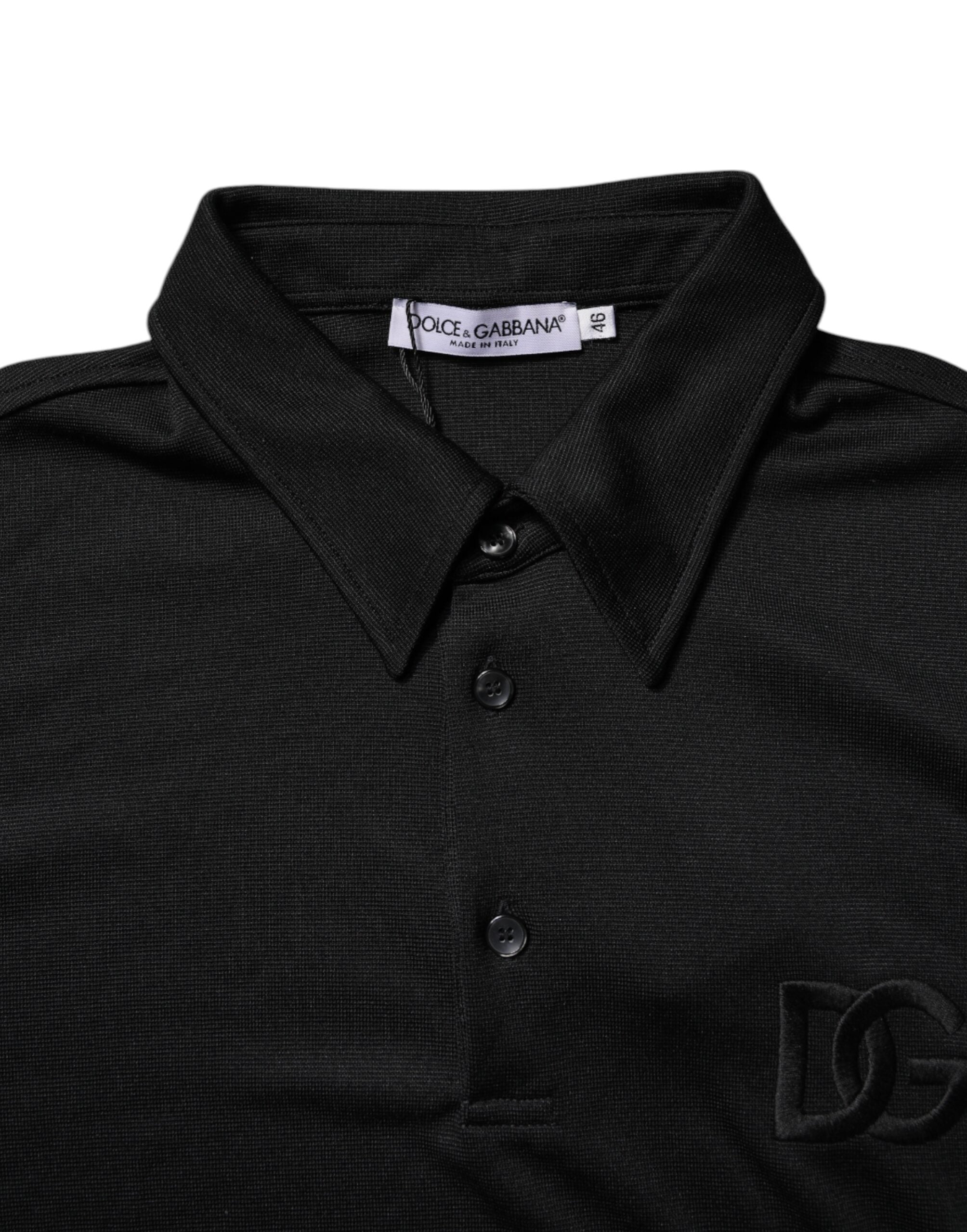 Dolce & Gabbana Black Polyester DG Logo Collared Polo T-shirt -   -  Dolce & Gabbana.