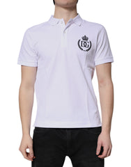 Dolce & Gabbana White Cotton Crown Collared Men Polo T-shirt -   -  Dolce & Gabbana.