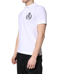 Dolce & Gabbana White Cotton Crown Collared Men Polo T-shirt -   -  Dolce & Gabbana.