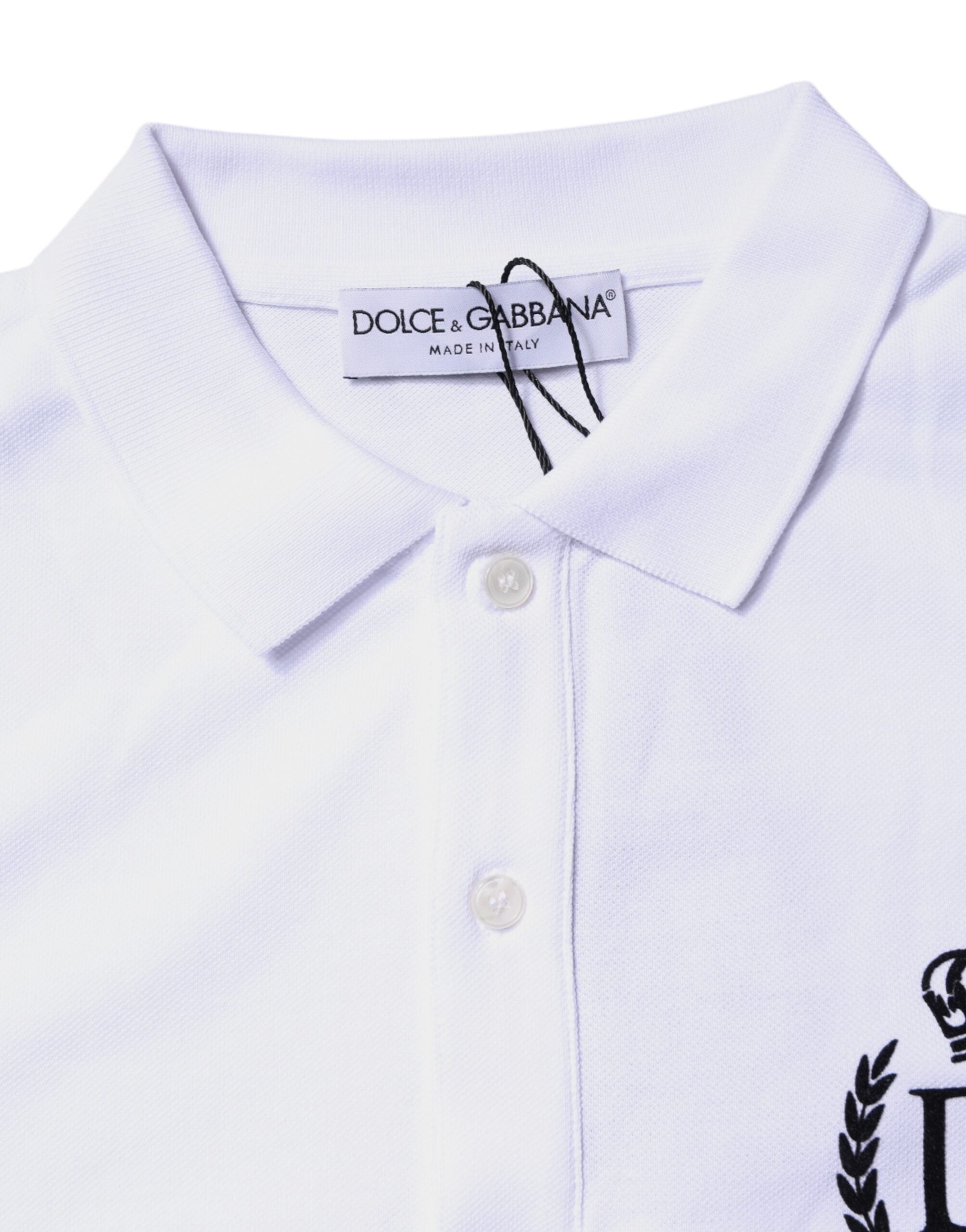 Dolce & Gabbana White Cotton Crown Collared Men Polo T-shirt -   -  Dolce & Gabbana.