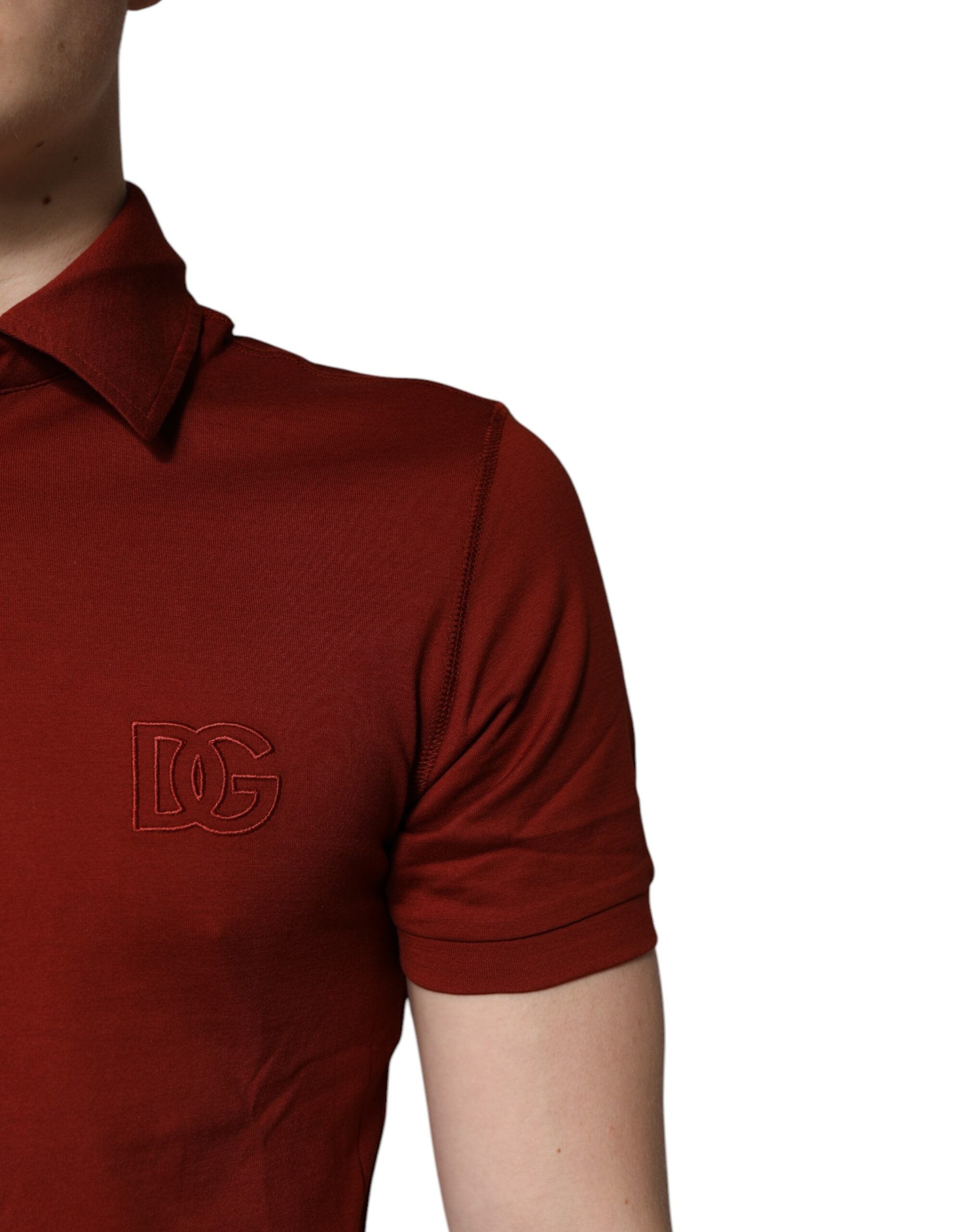 Dolce & Gabbana Red Cotton DG Logo Collared Men Polo T-shirt -   -  Dolce & Gabbana.