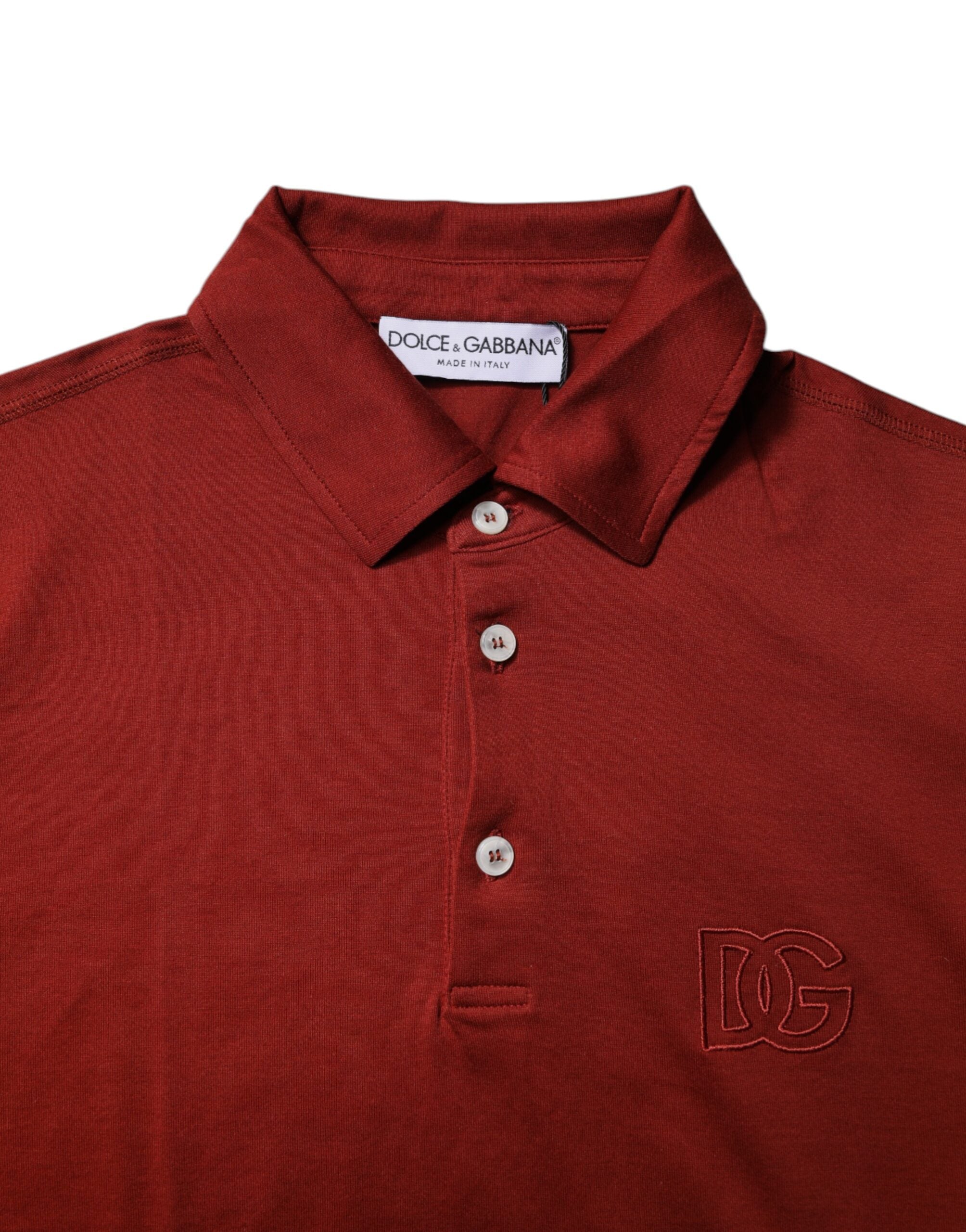Dolce & Gabbana Red Cotton DG Logo Collared Men Polo T-shirt -   -  Dolce & Gabbana.