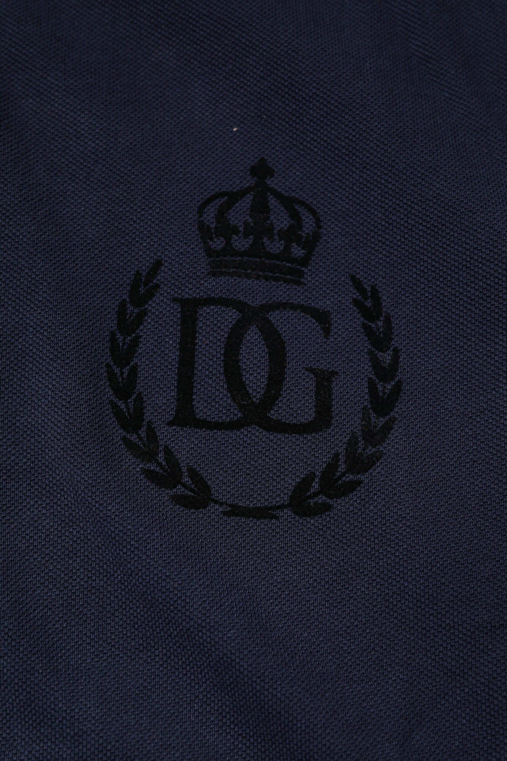 Dolce & Gabbana Dark Blue Cotton Crown Collared Polo T-shirt -   -  Dolce & Gabbana.