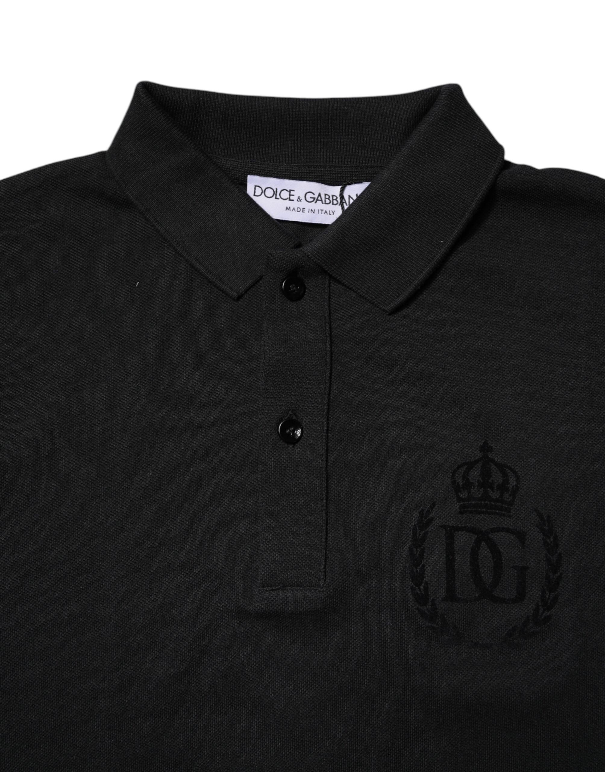 Dolce & Gabbana Black Cotton DG Logo Collared Polo T-shirt -   -  Dolce & Gabbana.