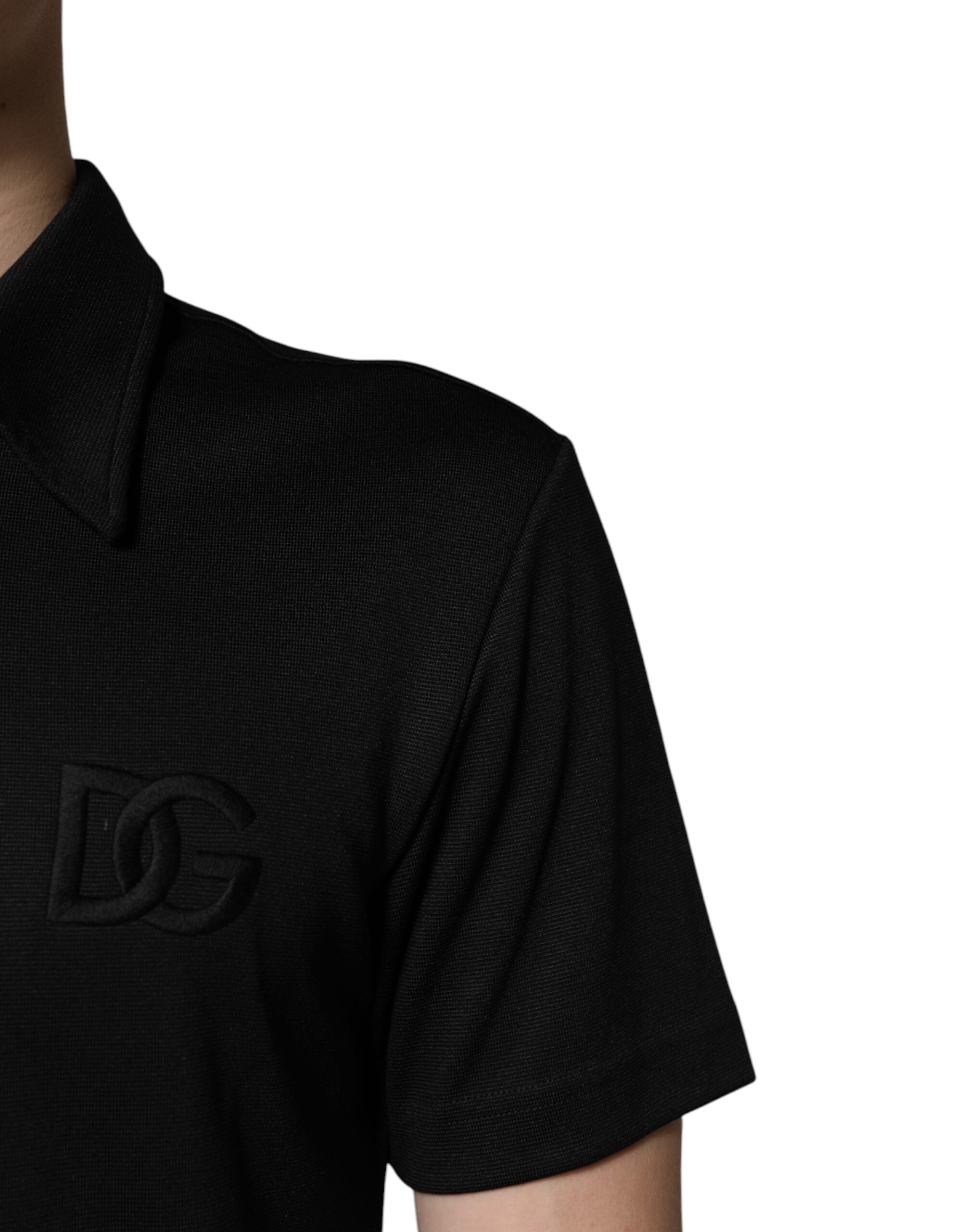 Dolce & Gabbana Black Polyester DG Logo Collared Polo T-shirt -   -  Dolce & Gabbana.