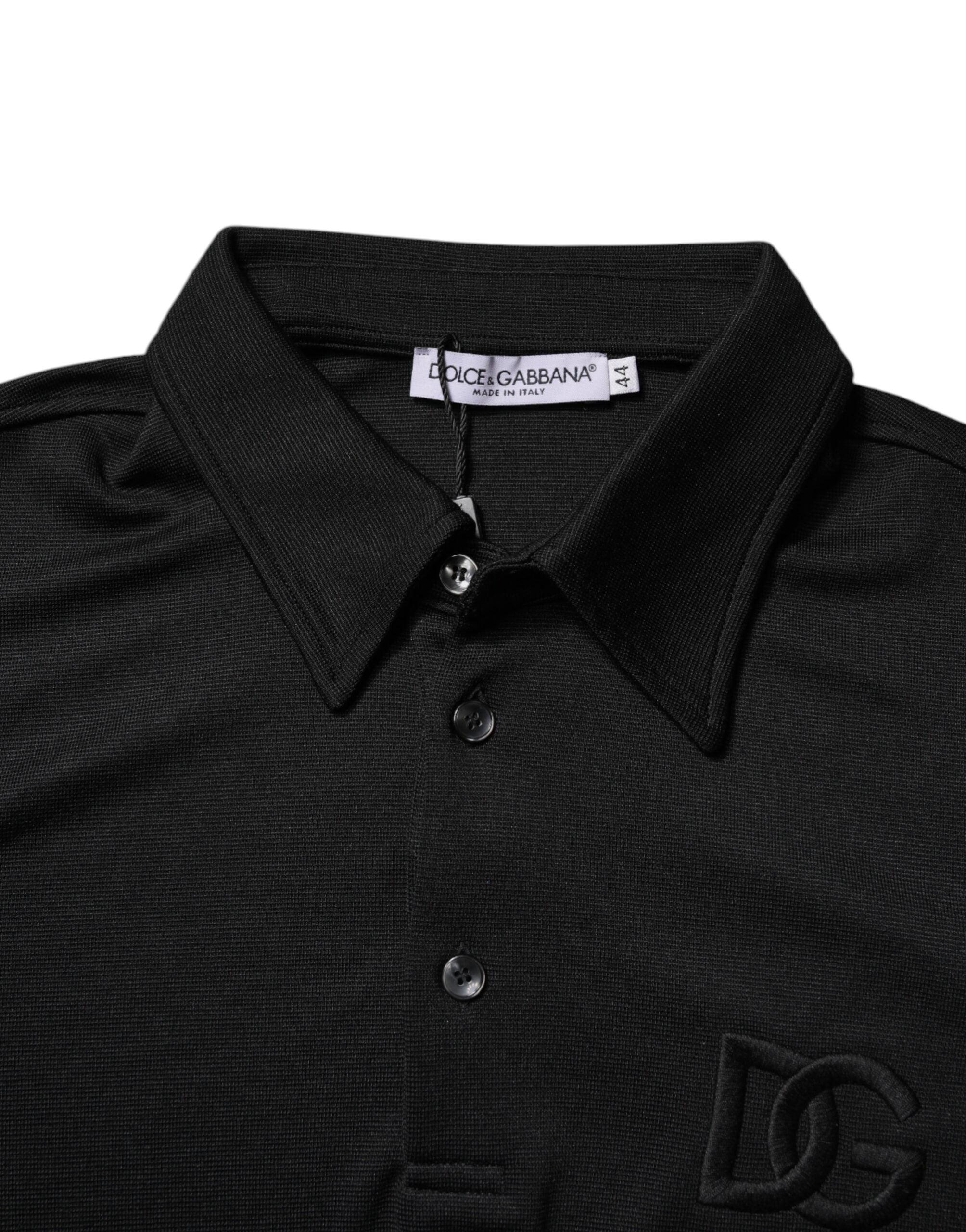 Dolce & Gabbana Black Polyester DG Logo Collared Polo T-shirt -   -  Dolce & Gabbana.