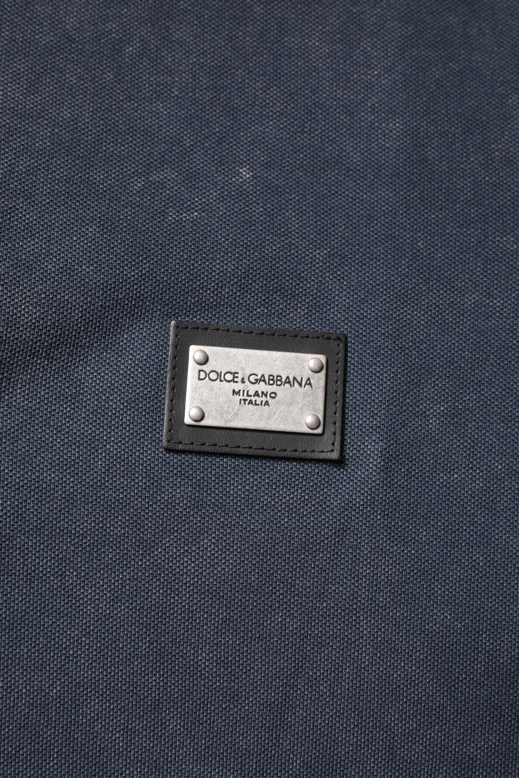 Dolce & Gabbana Dark Blue Logo Plaque Cotton Men Polo Shirt T-shirt -   -  Dolce & Gabbana.