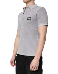 Dolce & Gabbana Gray Logo Plaque Cotton Men Polo Shirt T-shirt -   -  Dolce & Gabbana.