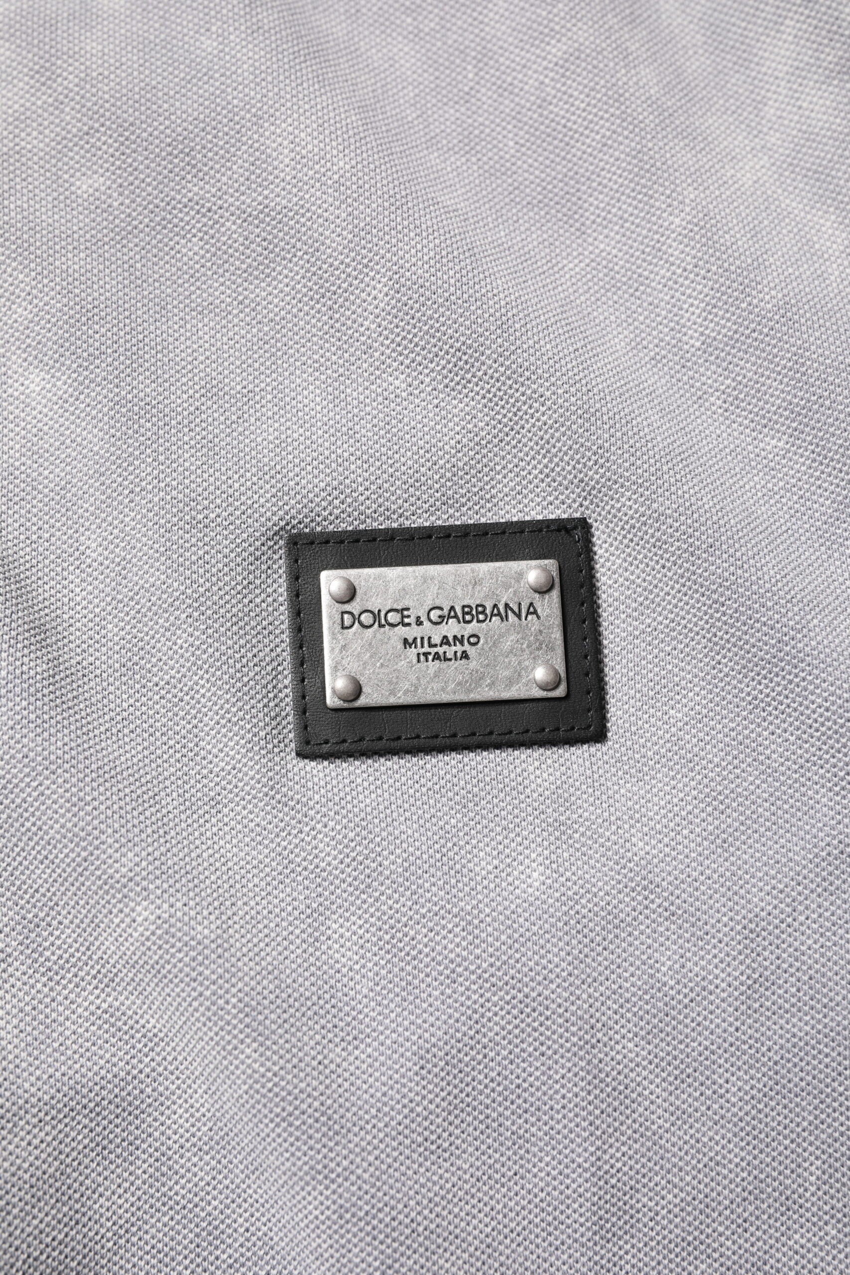 Dolce & Gabbana Gray Logo Plaque Cotton Men Polo Shirt T-shirt -   -  Dolce & Gabbana.