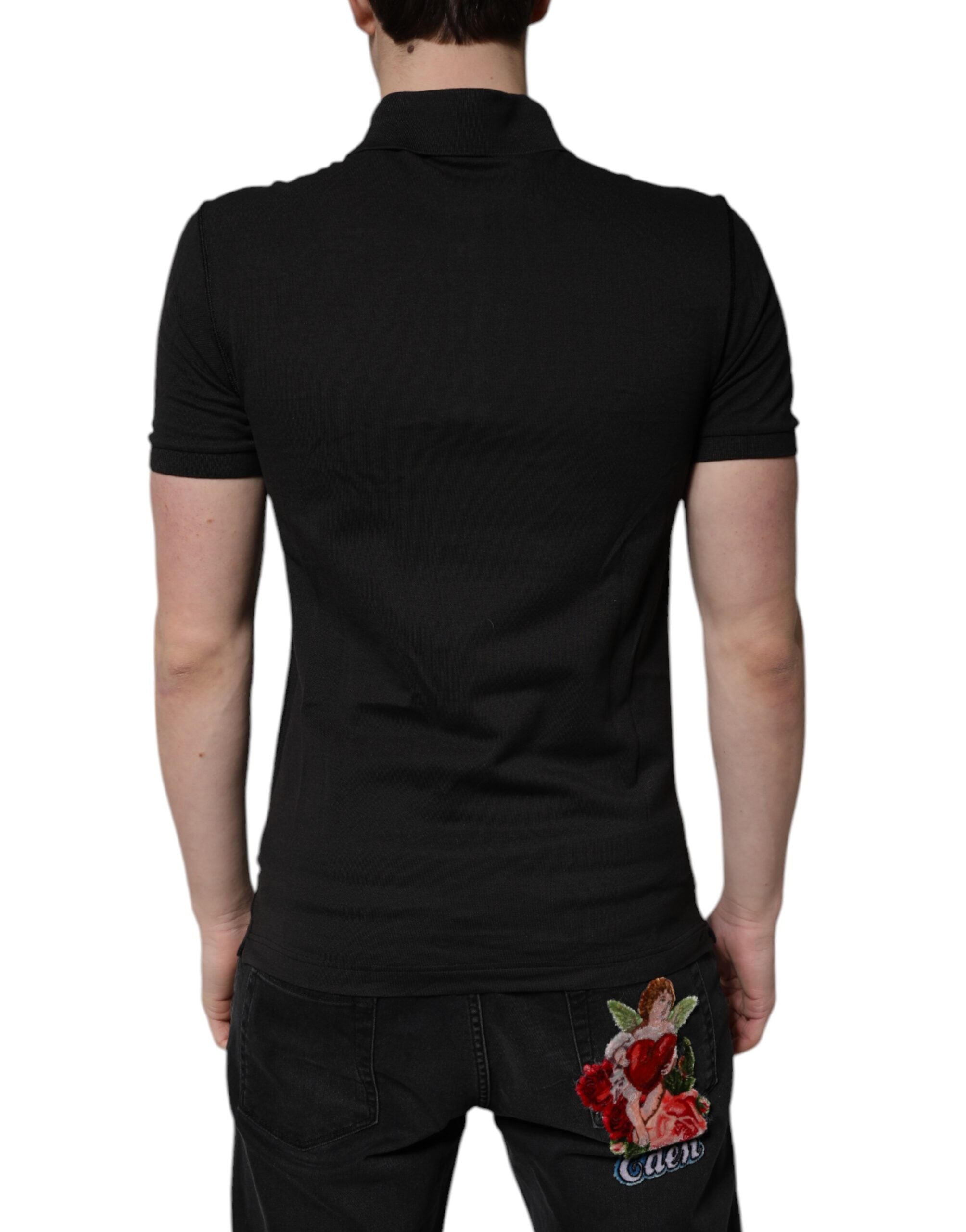 Dolce & Gabbana Dark Gray Logo Plaque Cotton Men Polo Shirt T-shirt -   -  Dolce & Gabbana.