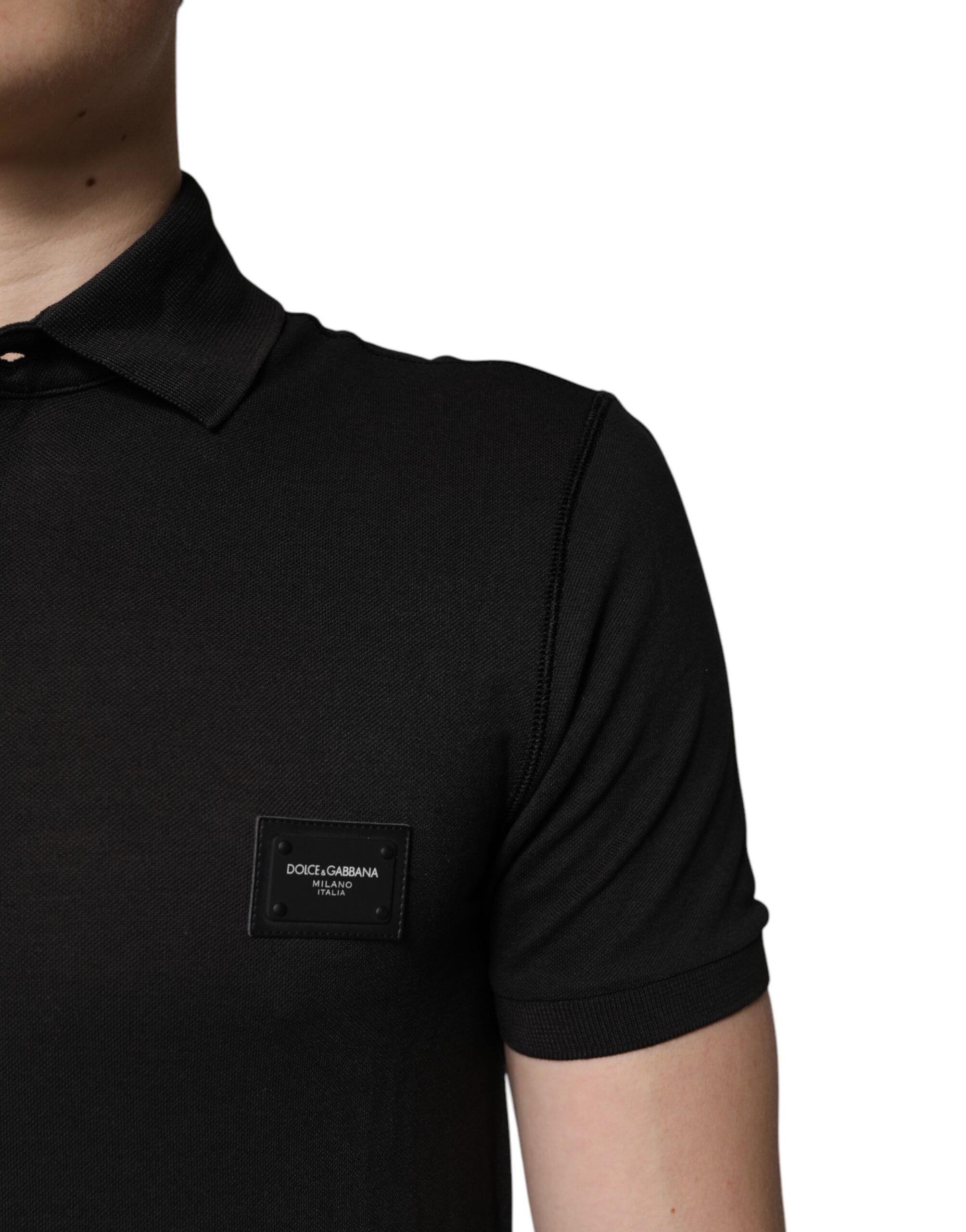 Dolce & Gabbana Dark Gray Logo Plaque Cotton Men Polo Shirt T-shirt -   -  Dolce & Gabbana.