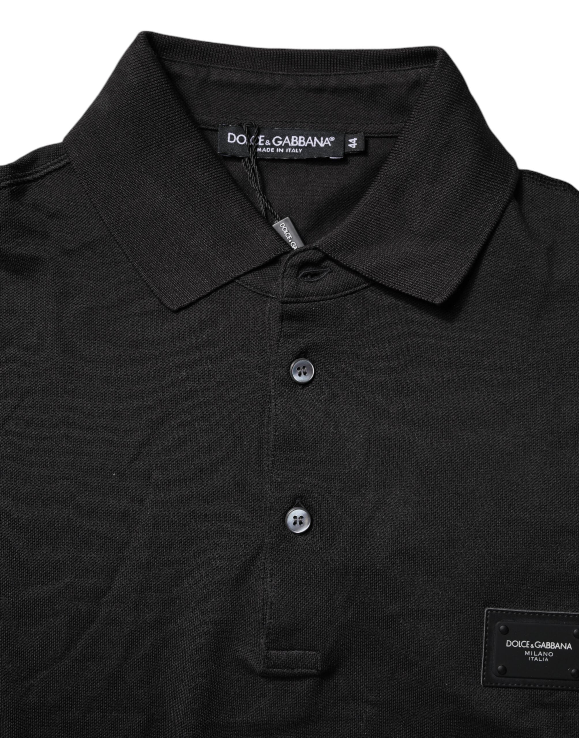 Dolce & Gabbana Dark Gray Logo Plaque Cotton Men Polo Shirt T-shirt -   -  Dolce & Gabbana.