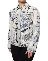 Dolce & Gabbana Light Blue Graffiti Button Down Denim Jacket -   -  Dolce & Gabbana.