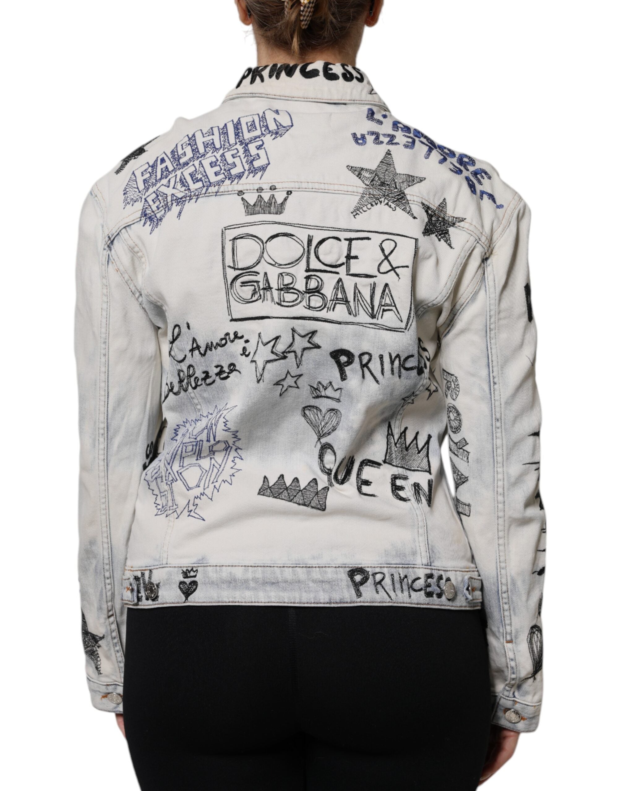 Dolce & Gabbana Light Blue Graffiti Button Down Denim Jacket -   -  Dolce & Gabbana.