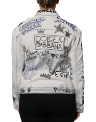 Dolce & Gabbana Light Blue Graffiti Button Down Denim Jacket -   -  Dolce & Gabbana.
