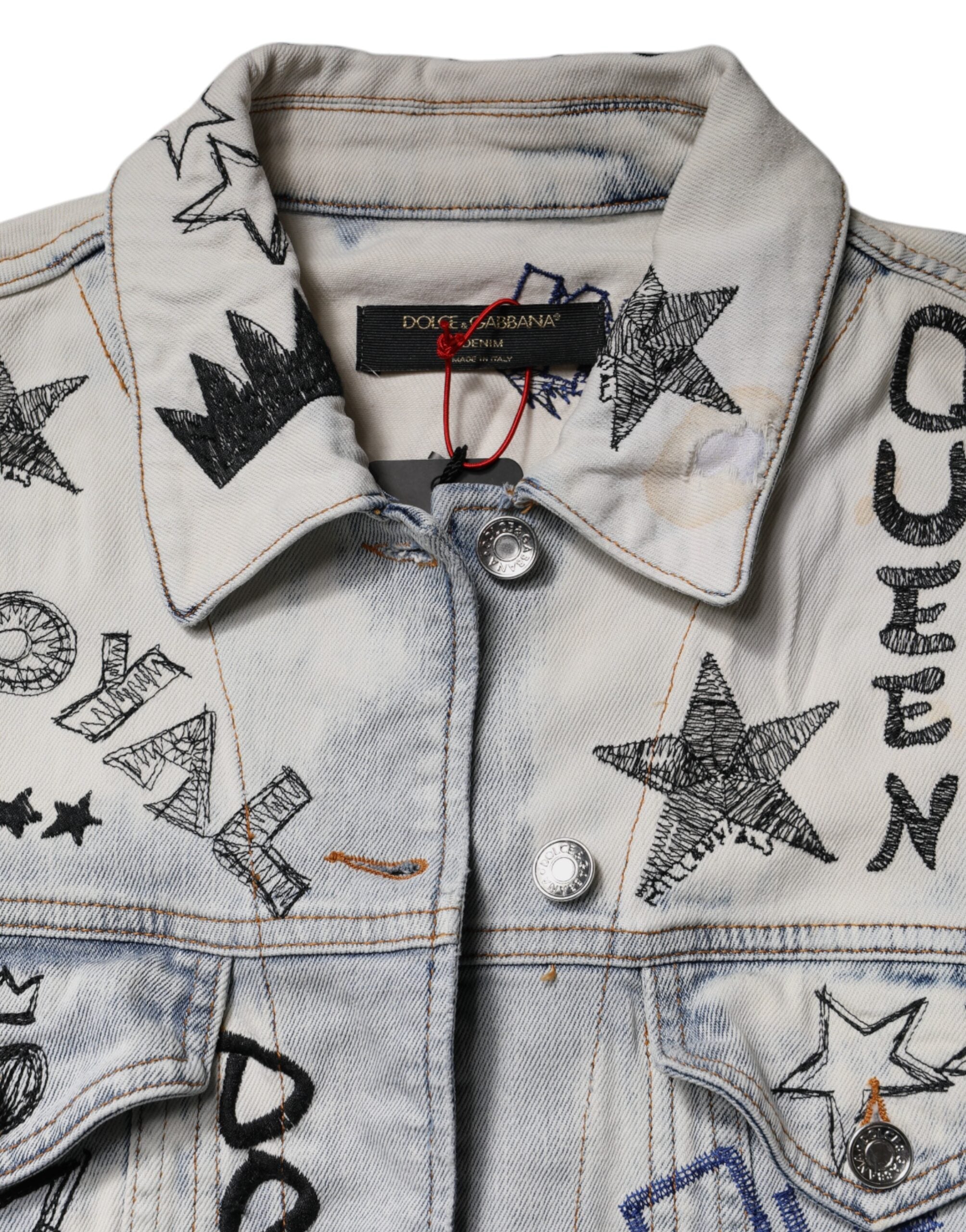 Dolce & Gabbana Light Blue Graffiti Button Down Denim Jacket -   -  Dolce & Gabbana.