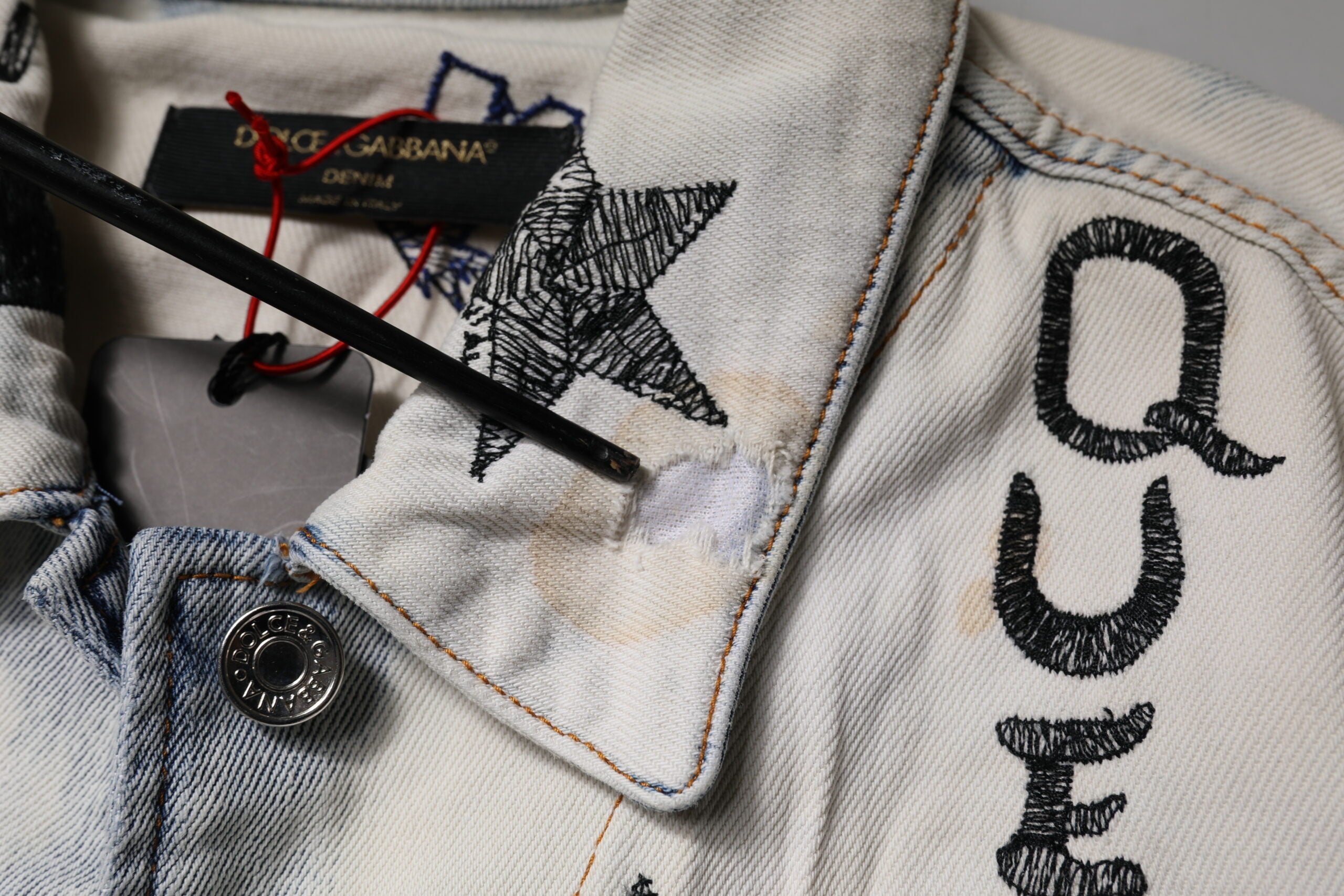 Dolce & Gabbana Light Blue Graffiti Button Down Denim Jacket -   -  Dolce & Gabbana.
