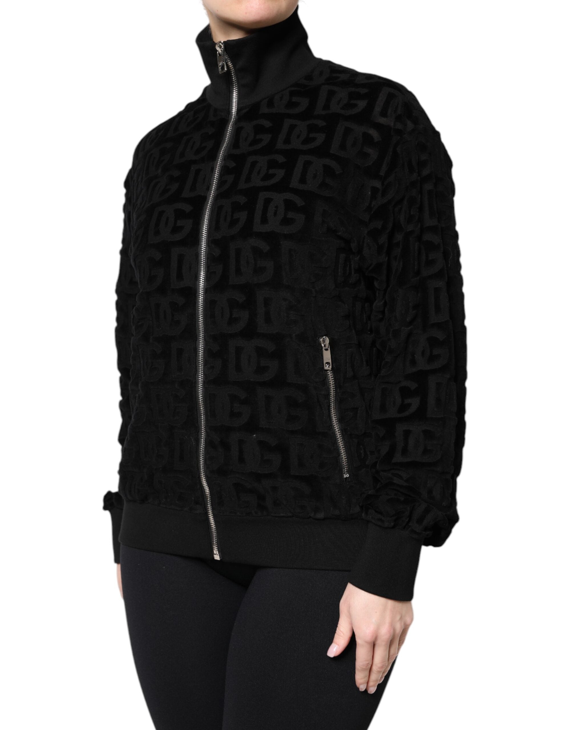 Dolce & Gabbana Black Logo Monogram Full Zip Bomber Jacket -   -  Dolce & Gabbana.