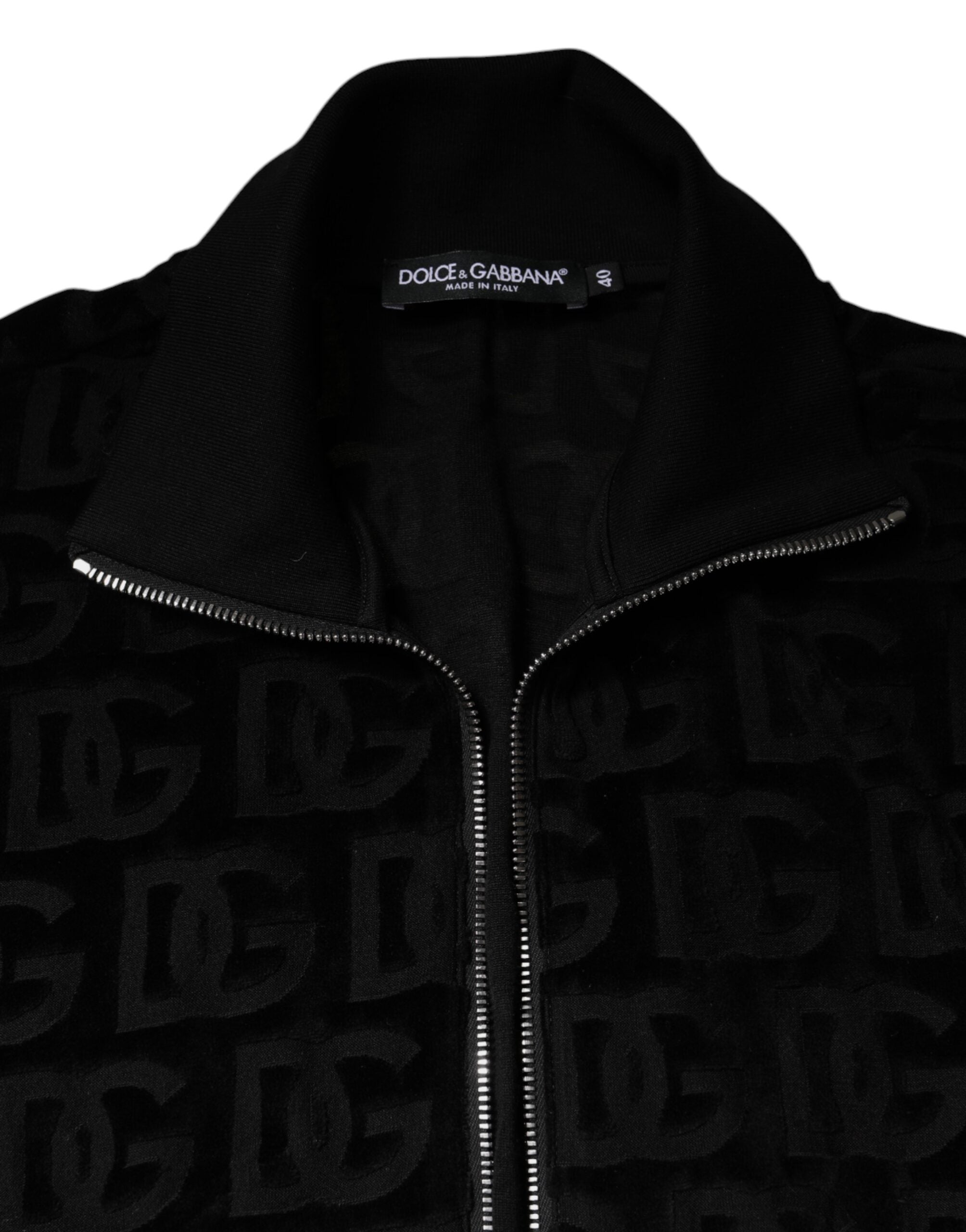 Dolce & Gabbana Black Logo Monogram Full Zip Bomber Jacket -   -  Dolce & Gabbana.