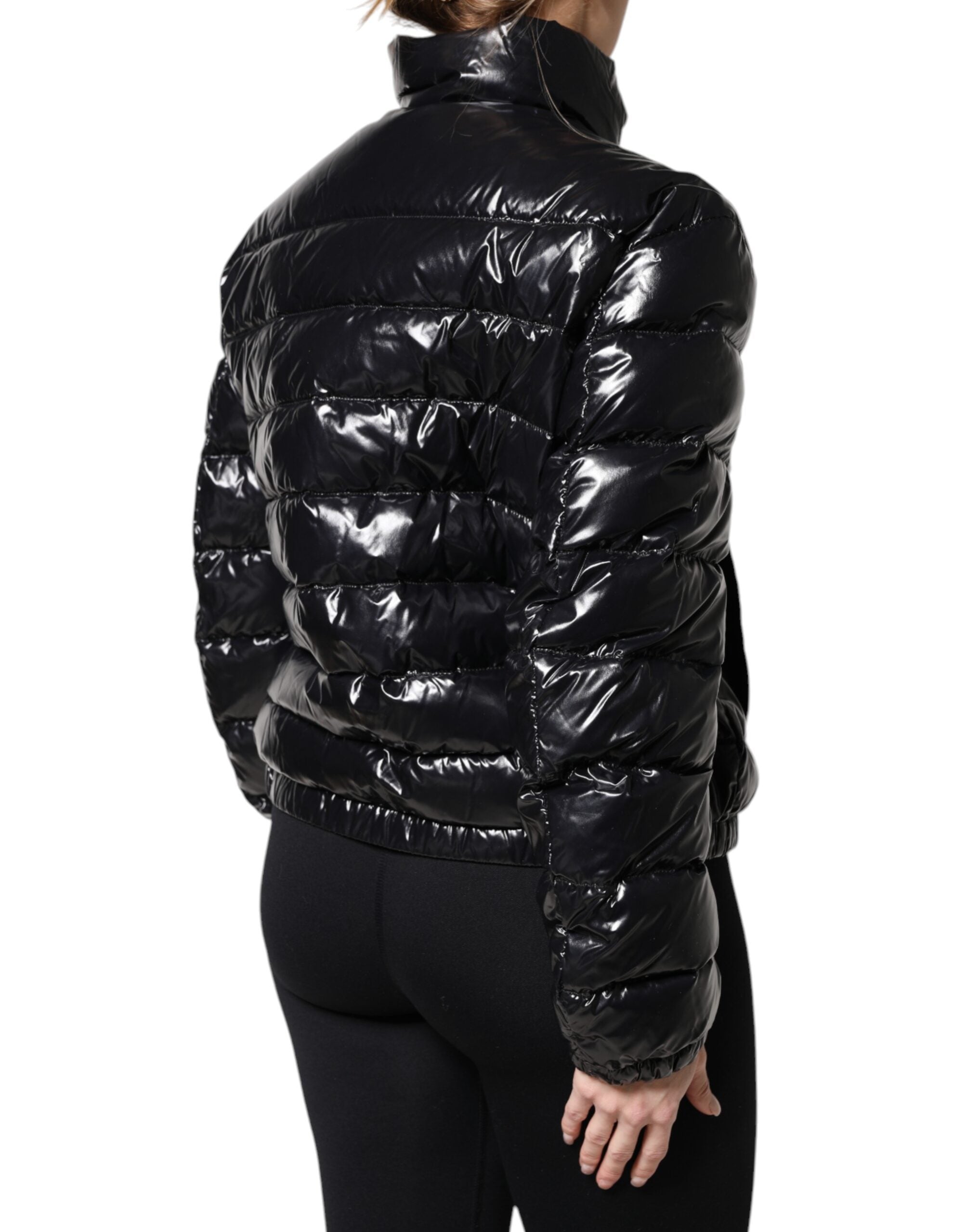 Dolce & Gabbana Black Logo Plaque Full Zip Puffer Jacket -   -  Dolce & Gabbana.