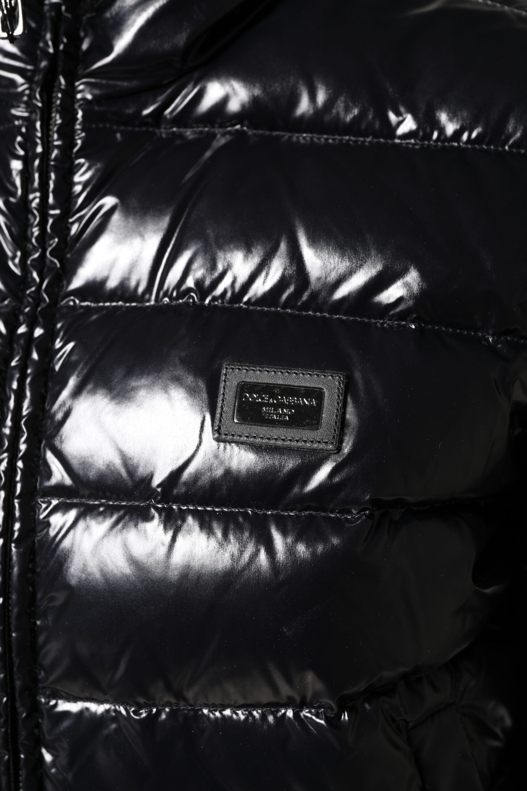 Dolce & Gabbana Black Logo Plaque Full Zip Puffer Jacket -   -  Dolce & Gabbana.