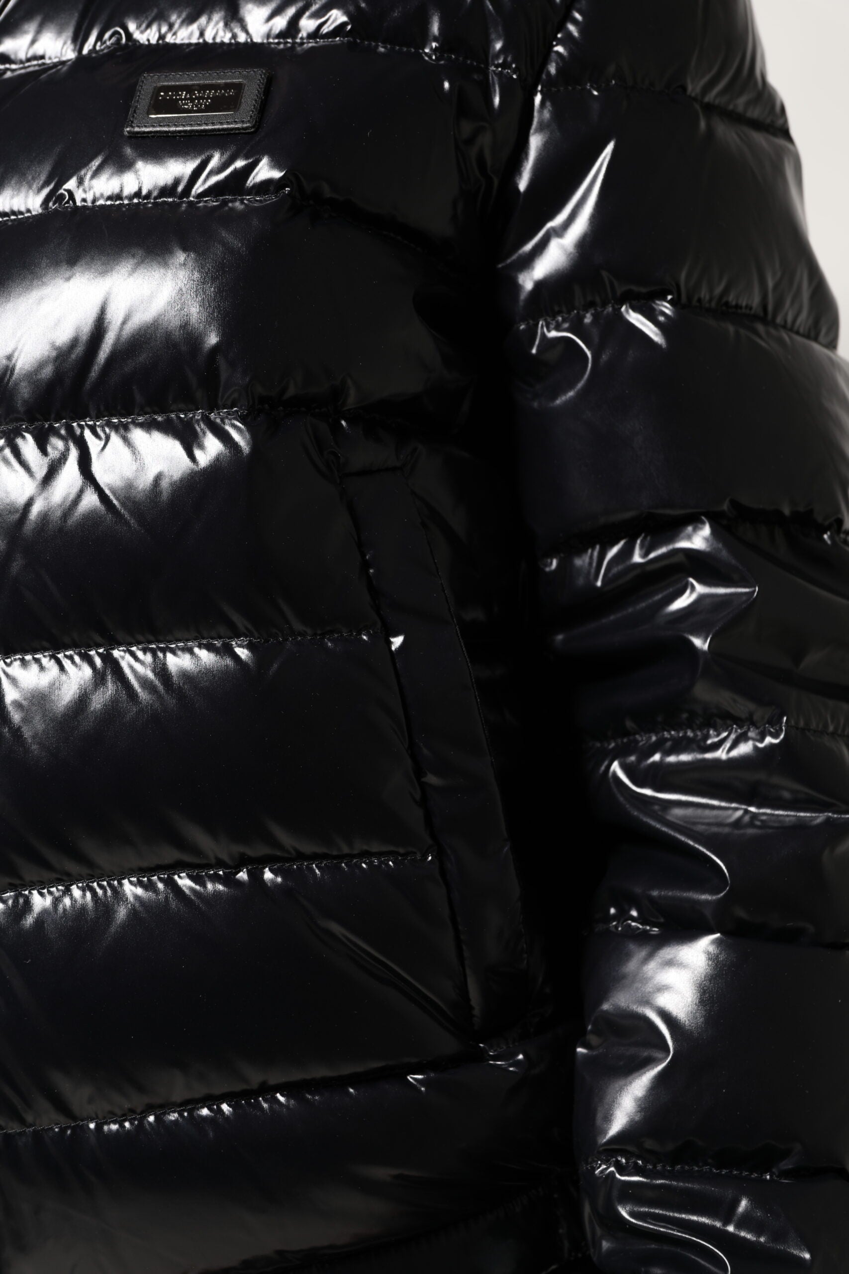 Dolce & Gabbana Black Logo Plaque Full Zip Puffer Jacket -   -  Dolce & Gabbana.