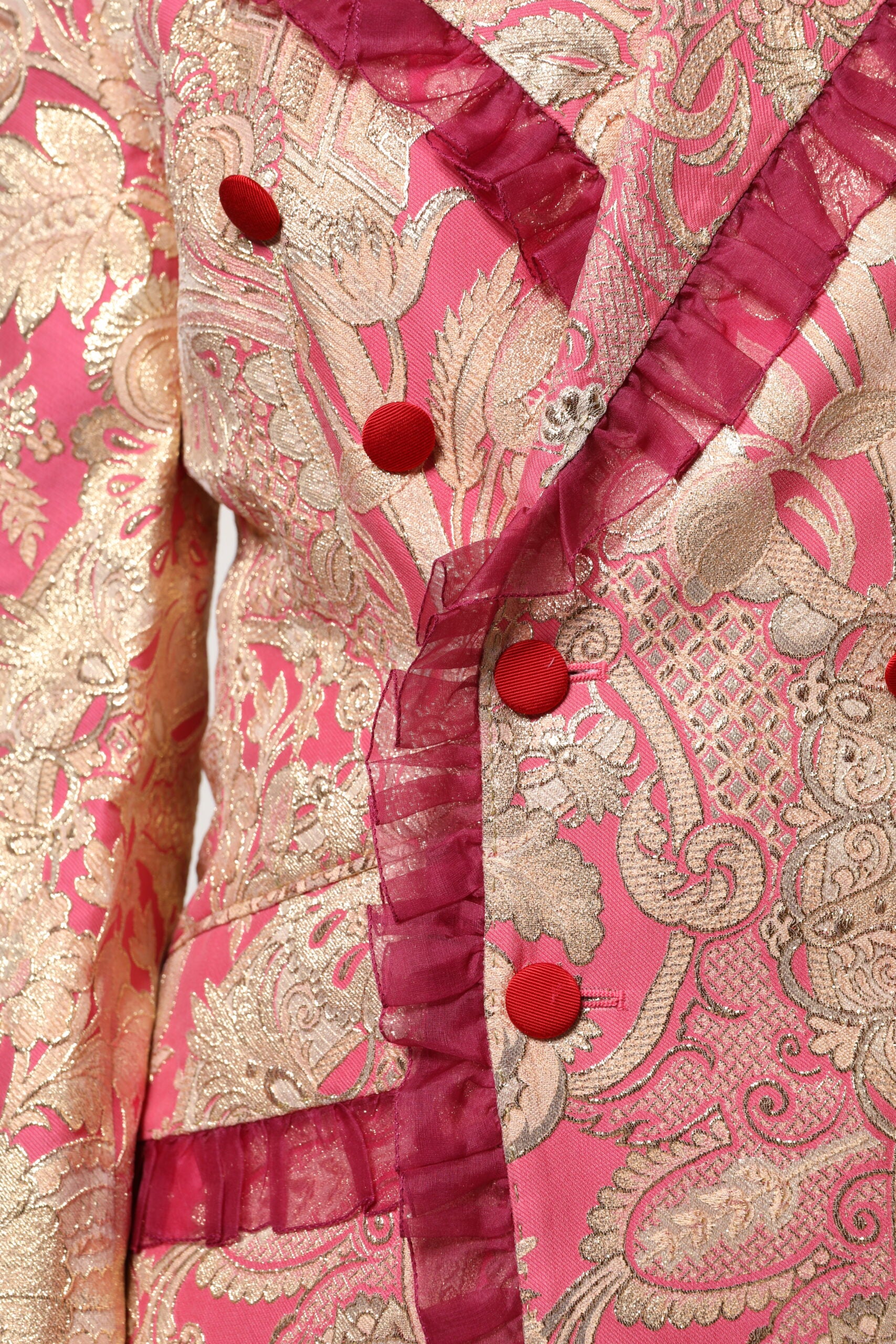 Dolce & Gabbana Pink Gold Jacquard Nylon Coat Blazer Jacket -   -  Dolce & Gabbana.