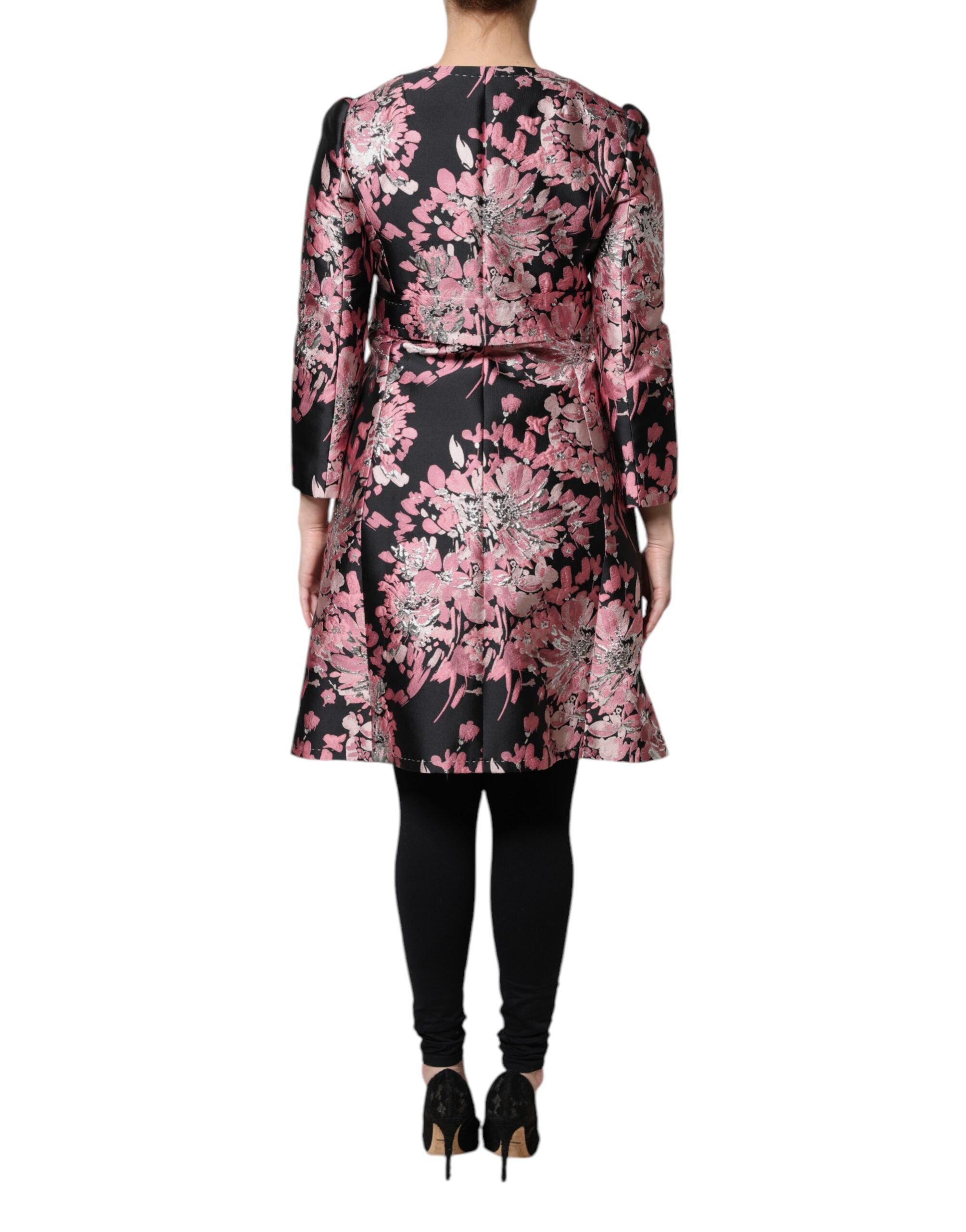 Dolce & Gabbana Pink Black Floral Brocade Trenchcoat Jacket -   -  Dolce & Gabbana.