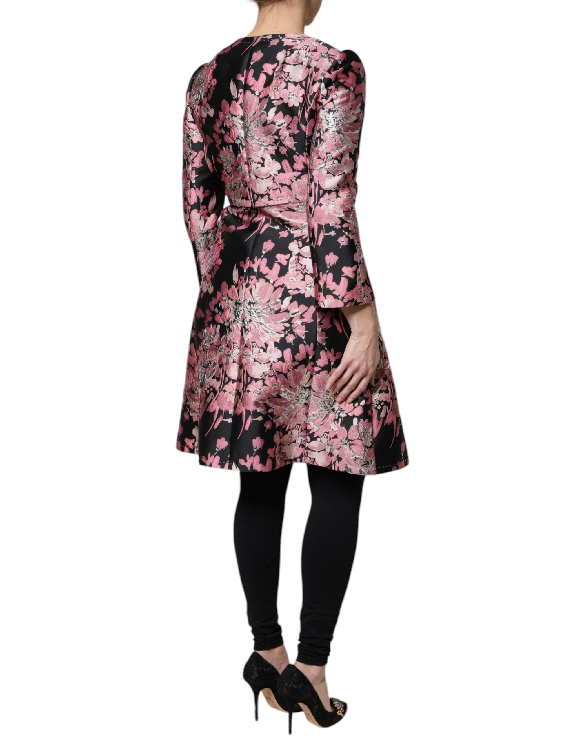 Dolce & Gabbana Pink Black Floral Brocade Trenchcoat Jacket -   -  Dolce & Gabbana.
