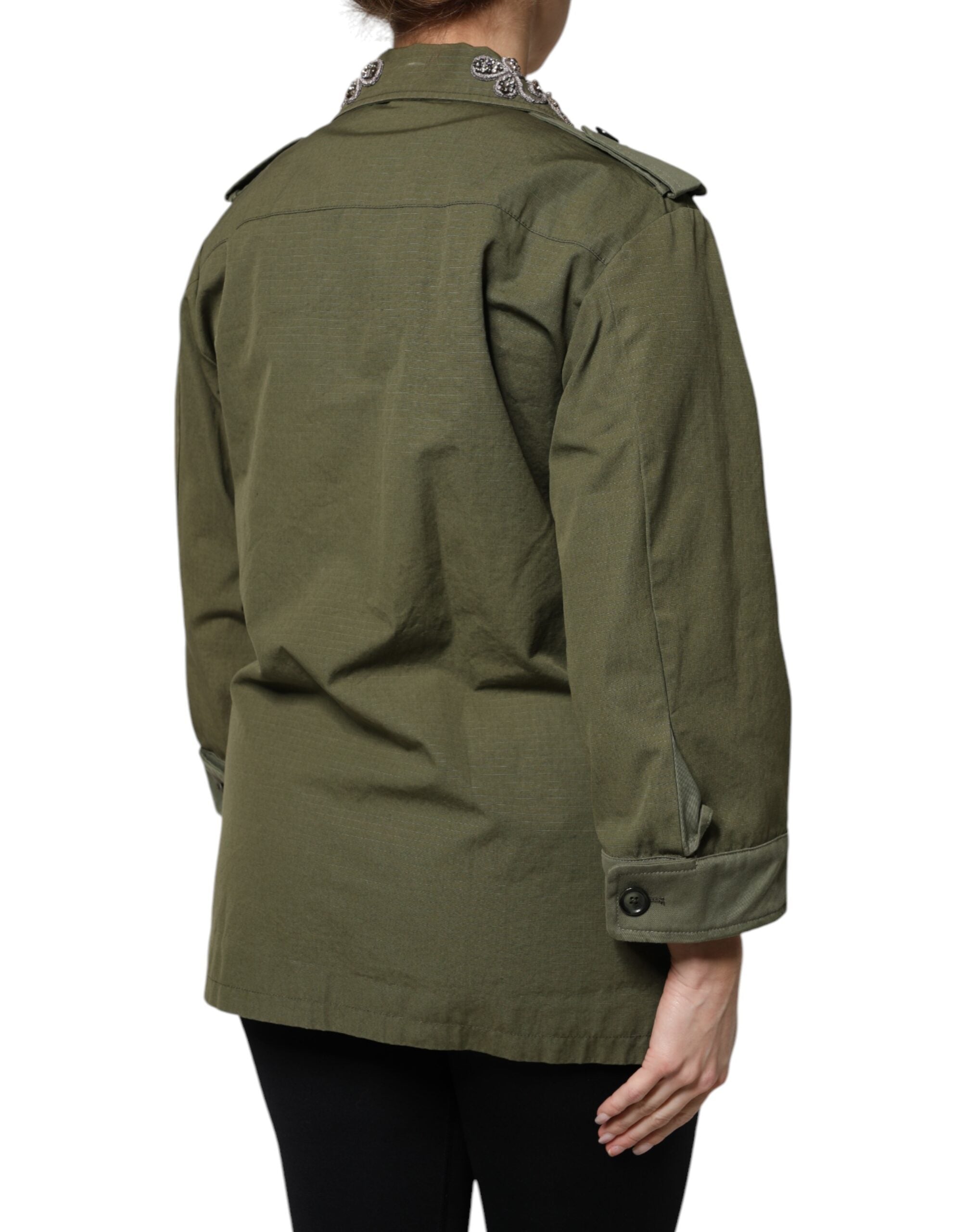 Dolce & Gabbana Military Green Queen Embellished Coat Jacket -   -  Dolce & Gabbana.